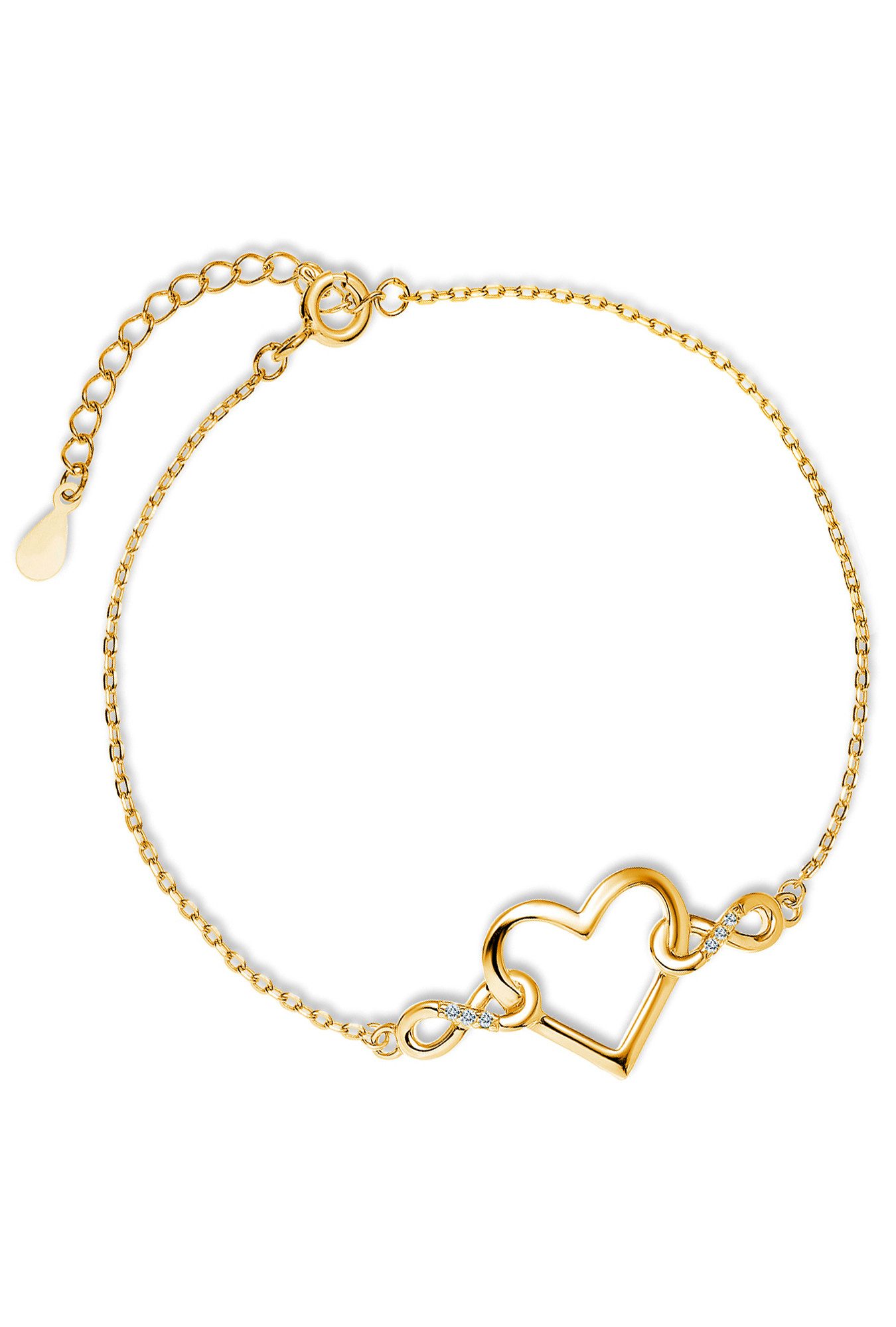 Limana Goldarmband Damen Frauen Armband 925 Silber goldendes Herz Unendlichkeit Liebe (Inkl. Geschenk-Dose mit Herz), Zirkonia Liebe Geschenkidee Liebesgeschenk