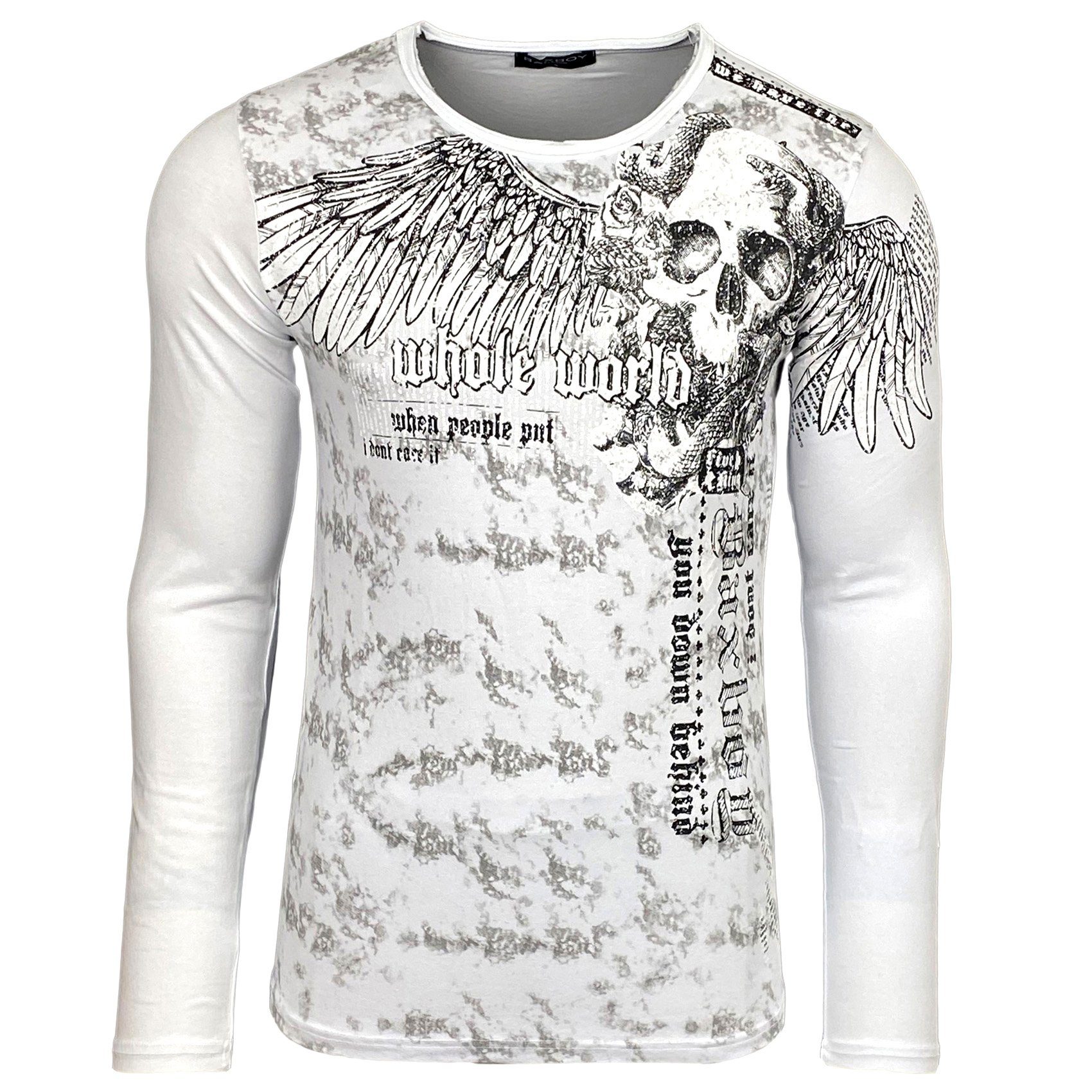 Baxboy Longshirt BAXBOY Herren Rundhals Longsleeve Langarmshirt Aufdruck Washed 709 – Bild 2 von 5