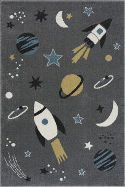 Kinderteppich Teppich, Space silbergrau, 120x180 cm, Scandicliving, rechteckig