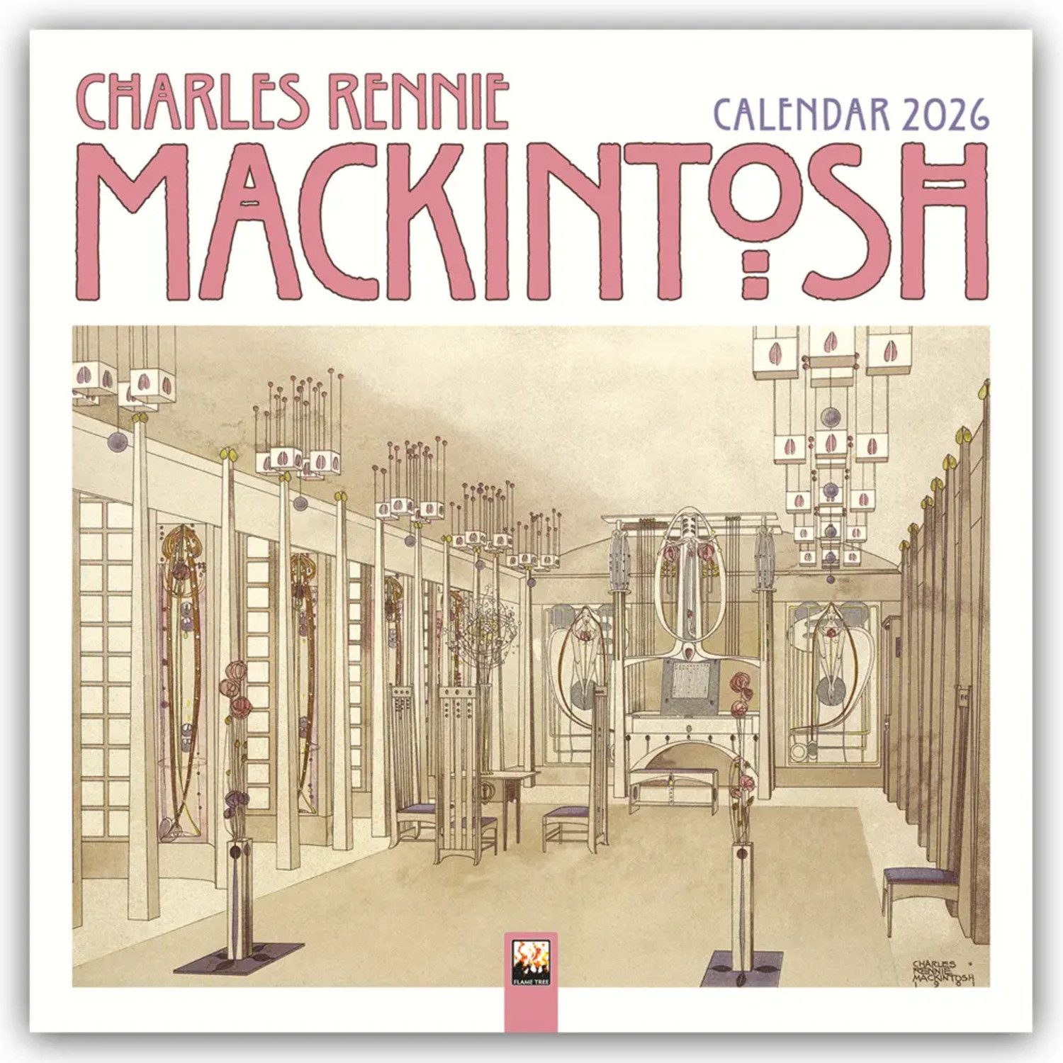 Wandkalender Charles Rennie Mackintosh 2026 - Original Flame Tree...