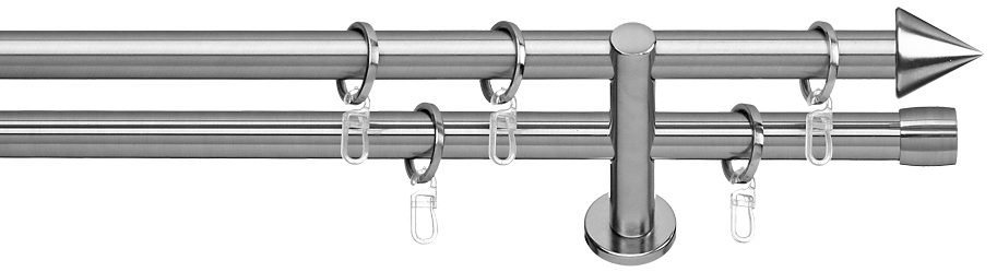 Gardinenstange Brig, indeko, Ø 20 mm, 2-läufig, Fixmaß, verschraubt, Stahl,  Komplett-Set inkl. Ringen und Montagematerial