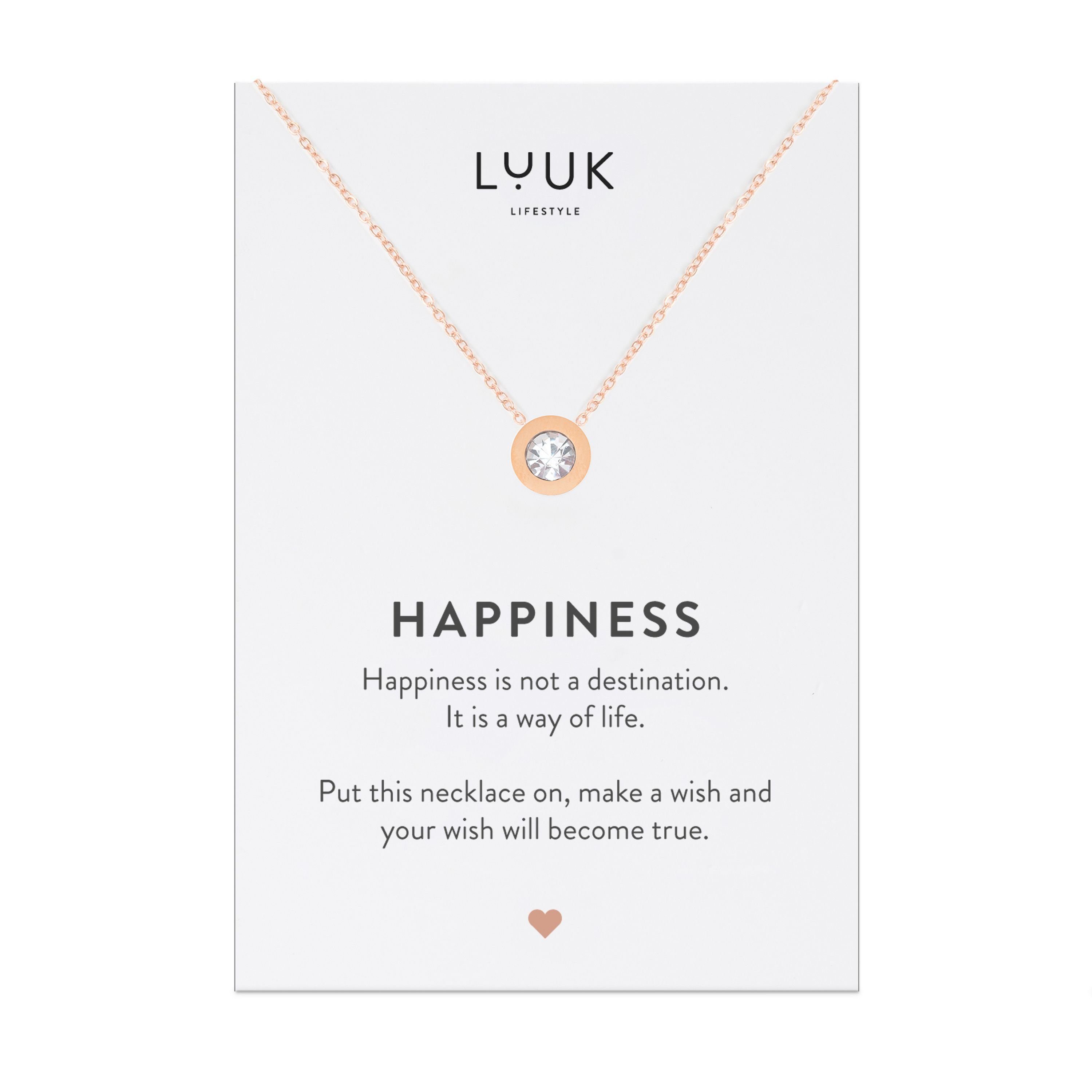 LUUK LIFESTYLE Kette mit Anhänger Strass Stein, Edelstahl mit Strassstein Anhänger, schicker Stil