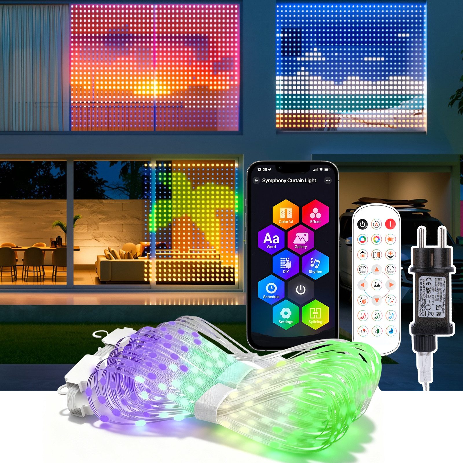 XERSEK LED-Lichtervorhang Vorhang Lichter, DIY Smart LED Vorhang mit Fernbe günstig online kaufen