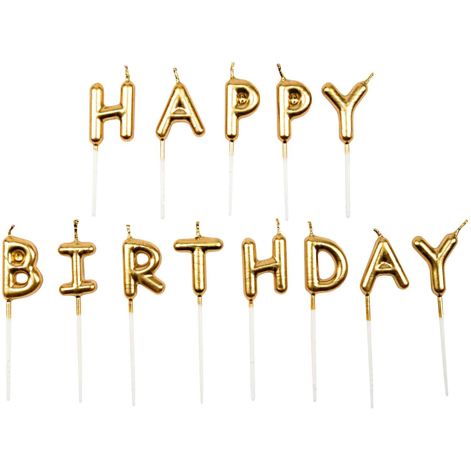 Rico Design Geburtstagskerze Kerzen Happy Birthday, Gold