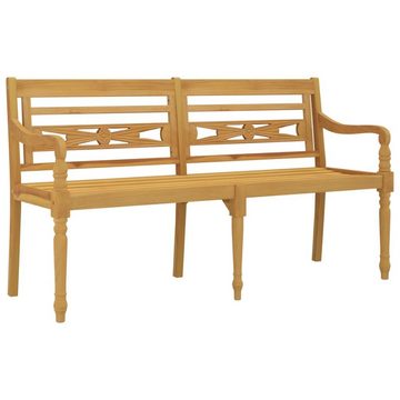 furnicato Gartenbank Batavia-Bank mit Hellblauem Kissen 150 cm Massivholz Teak