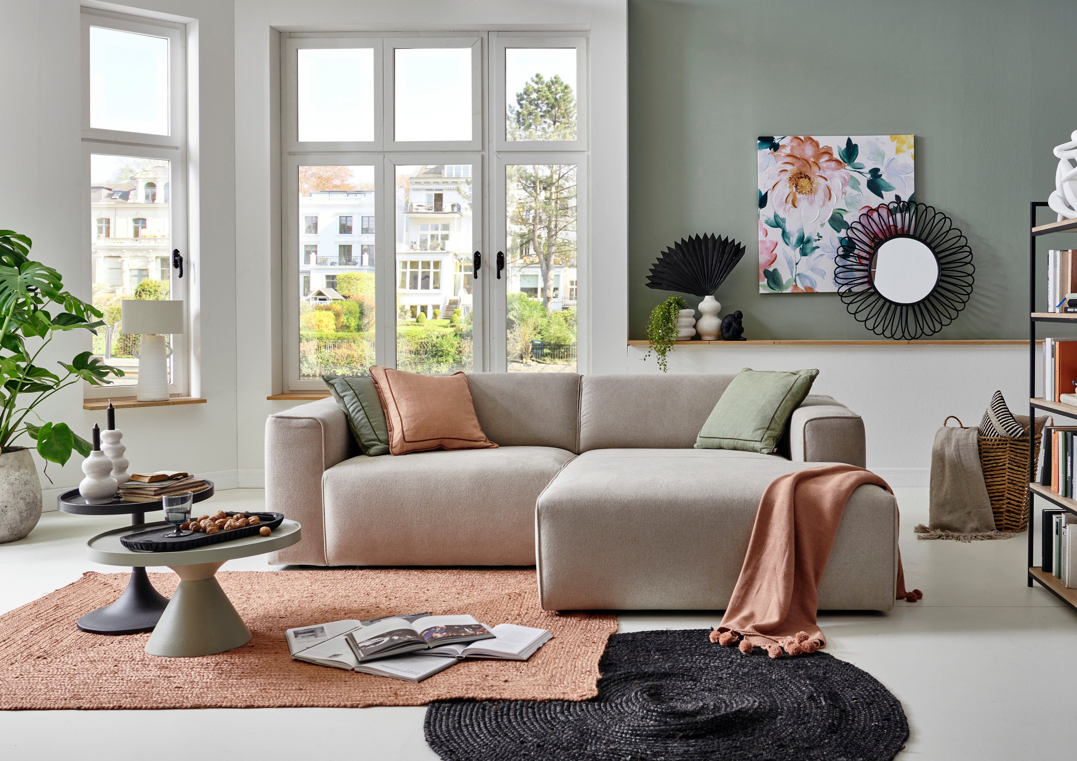 Home affaire Ecksofa Noord mit Kedernaht, Breite 234 cm, L-Form, mit Kedernaht, Breite 234 cm, Cord, Struktur, Webstoff