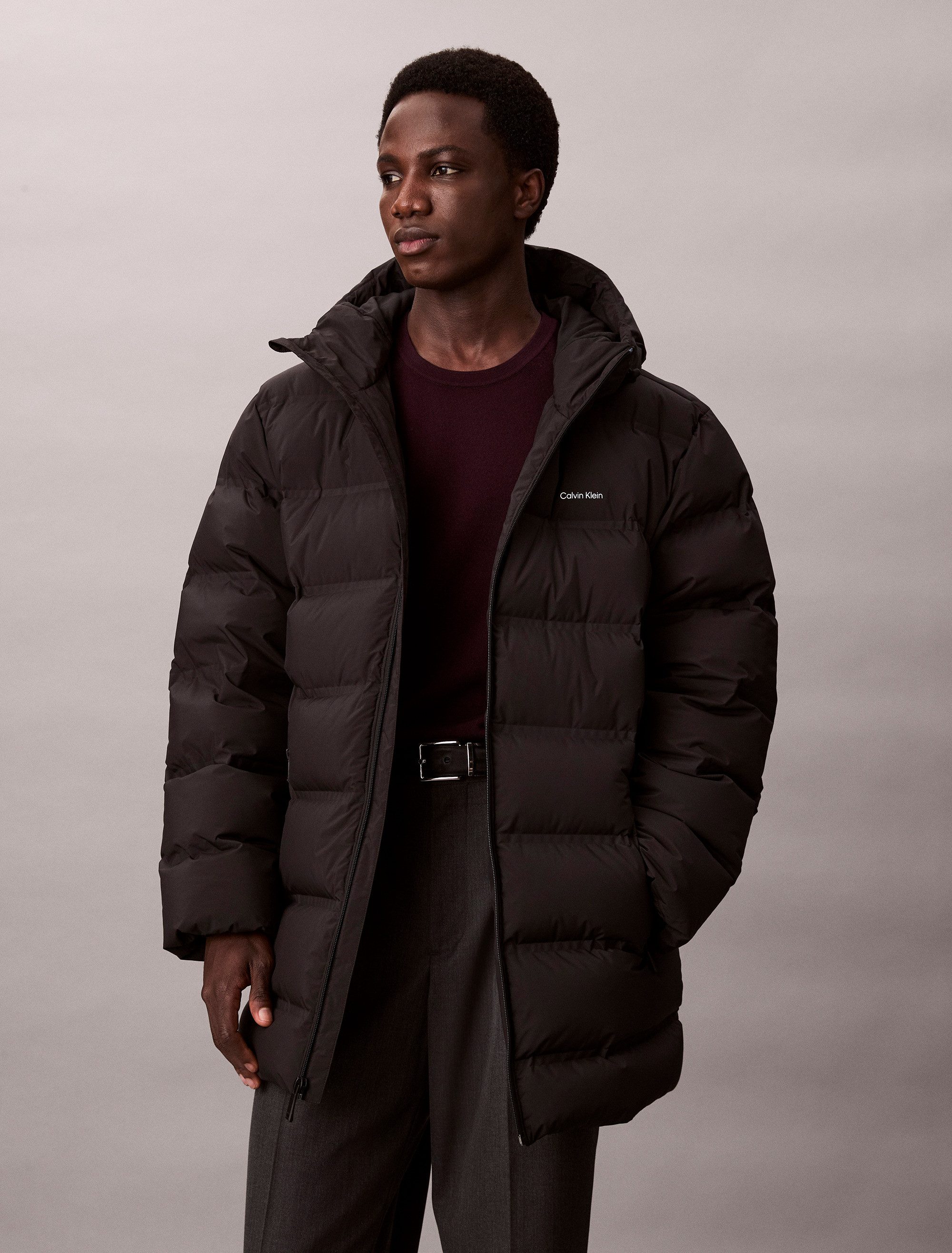 Calvin Klein Steppmantel LS BONDED CHNNLD LONG HOODED PUF Mit Rundhalsausschnitt, regular fit