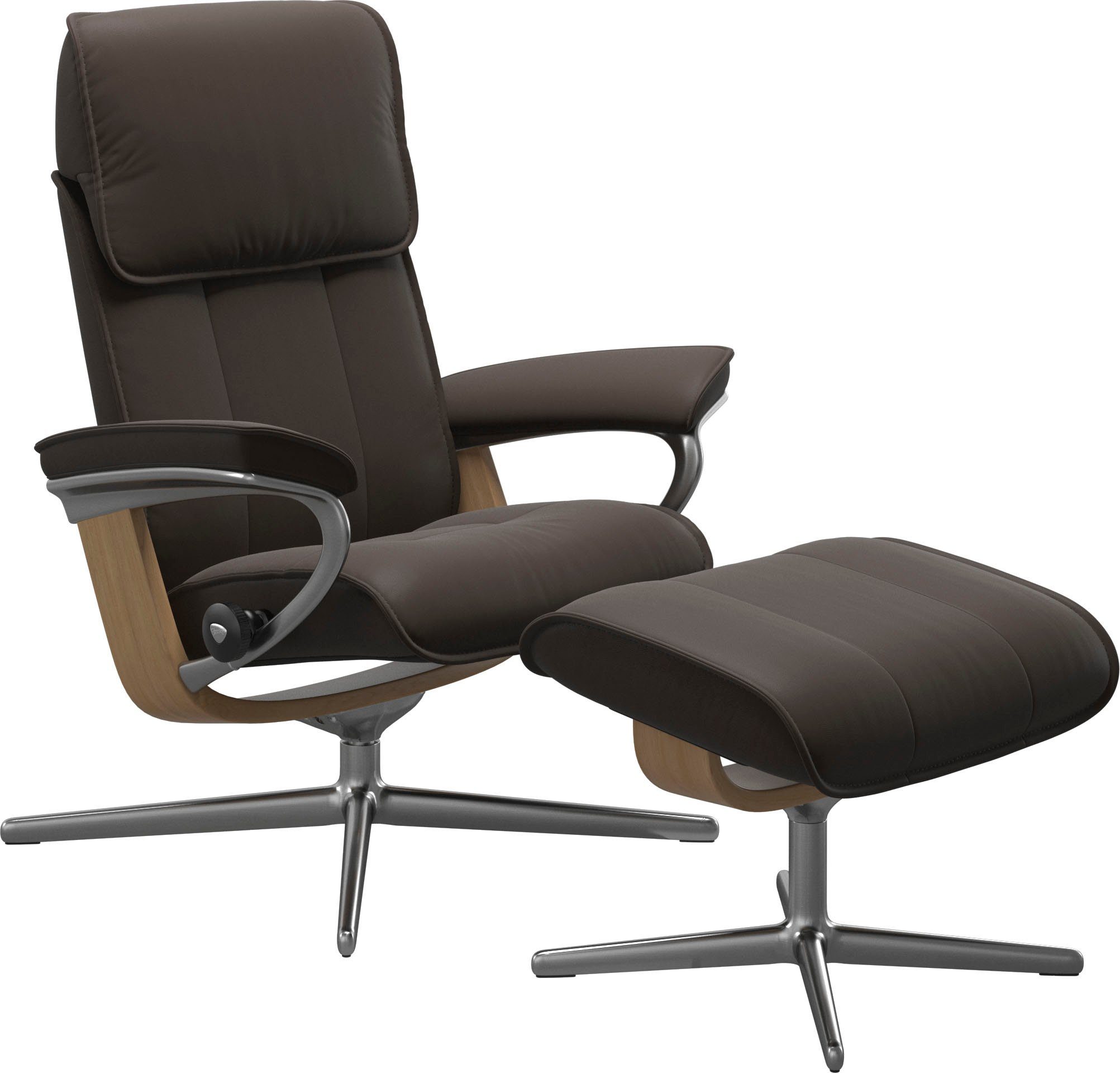 Stressless® Relaxsessel Admiral (Set, Relaxsessel inkl. Hocker), mit Cross Base, Размер M & L, Holzakzent Eiche