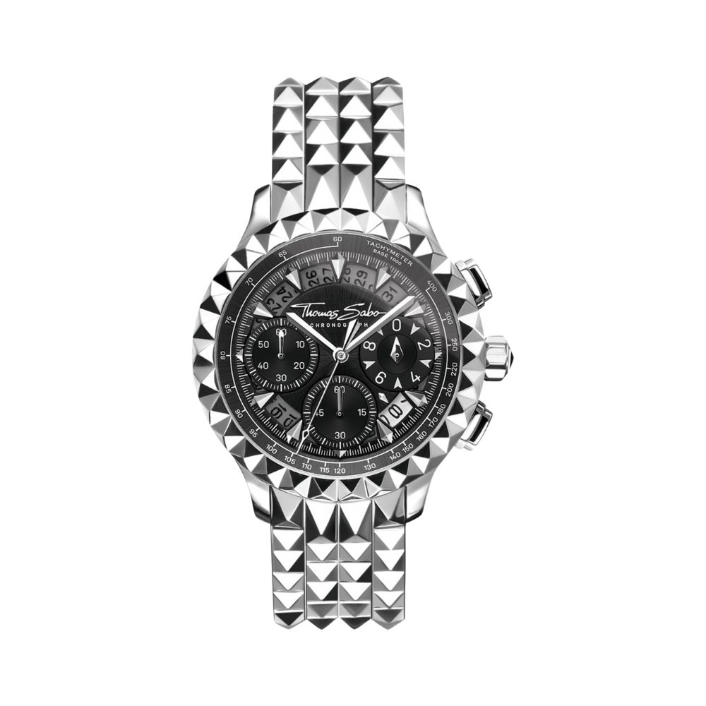 THOMAS SABO Chronograph WA0358-201-203, Nietenmuster, Chronograph, Schwarz