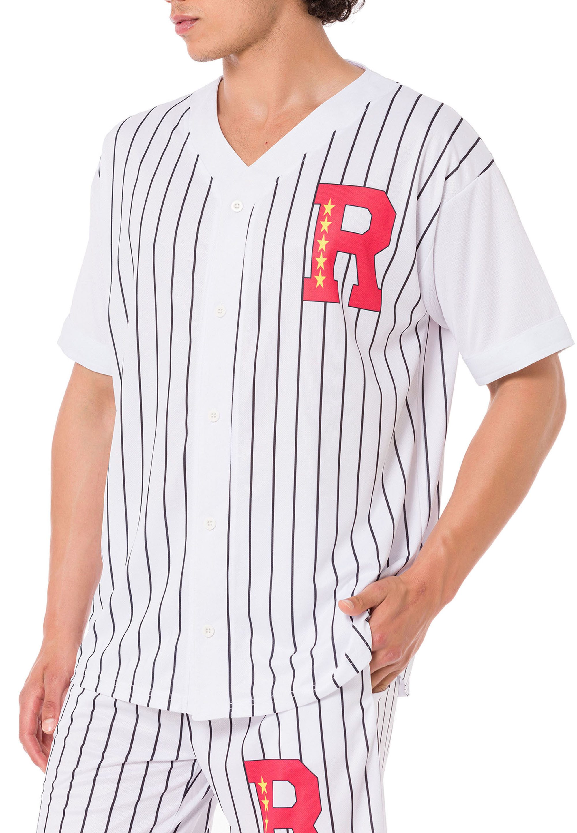 RedBridge T-Shirt Baseball-Shirt mit Knopfleiste und Streifen Sportliches Oversize-Shirt