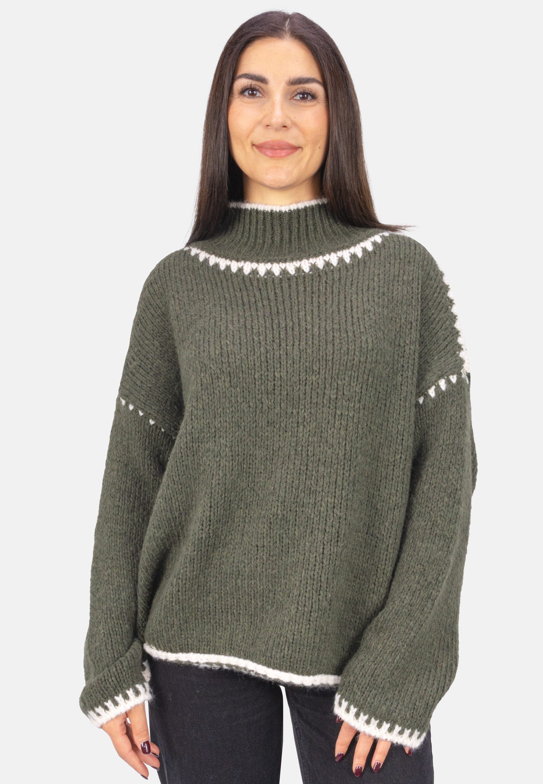 Seasons of April V-Ausschnitt-Pullover JOLIE Damen Strickpullover mit Stehk günstig online kaufen