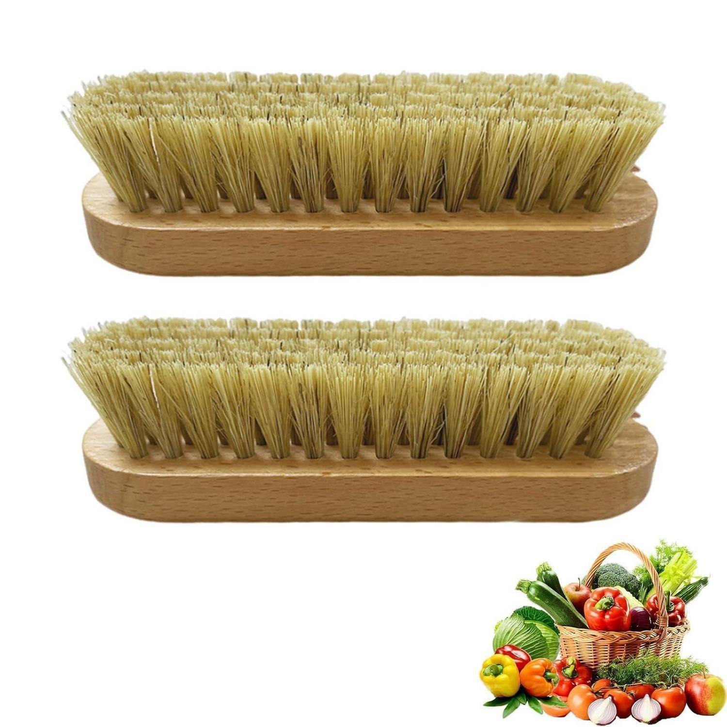 LuxusKollektion Reinigungsbürste 2x Kartoffelbürste Holzborsten, (2-tlg)