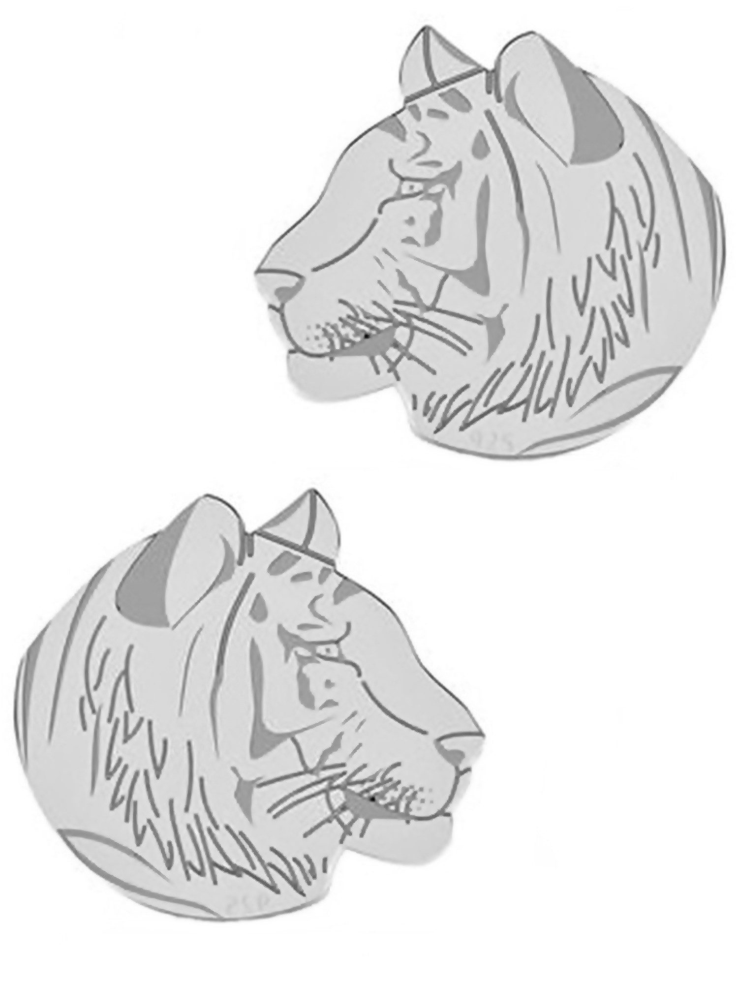 Goldene Hufeisen Paar Ohrstecker Tiger Ohrstecker 925 Sterling Silber Herren Damen Tiere Ohrringe (1 Paar, inkl. Etui), Geschenkidee