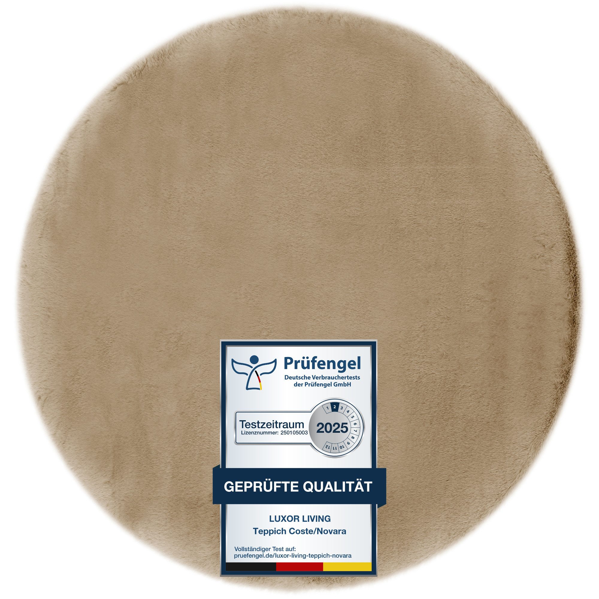 LUXOR living Fellteppich Novara, rund, Höhe: 30 mm, Kunstfell, Kaninchenfell-Haptik, besonders weicher Hochflor