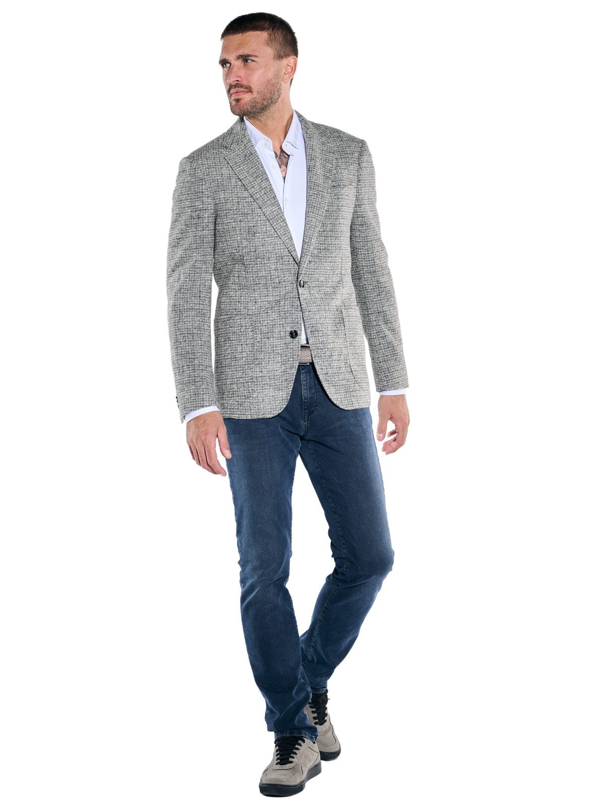 emilio adani Sakko Herren Sakko gemustert, Silbergrau