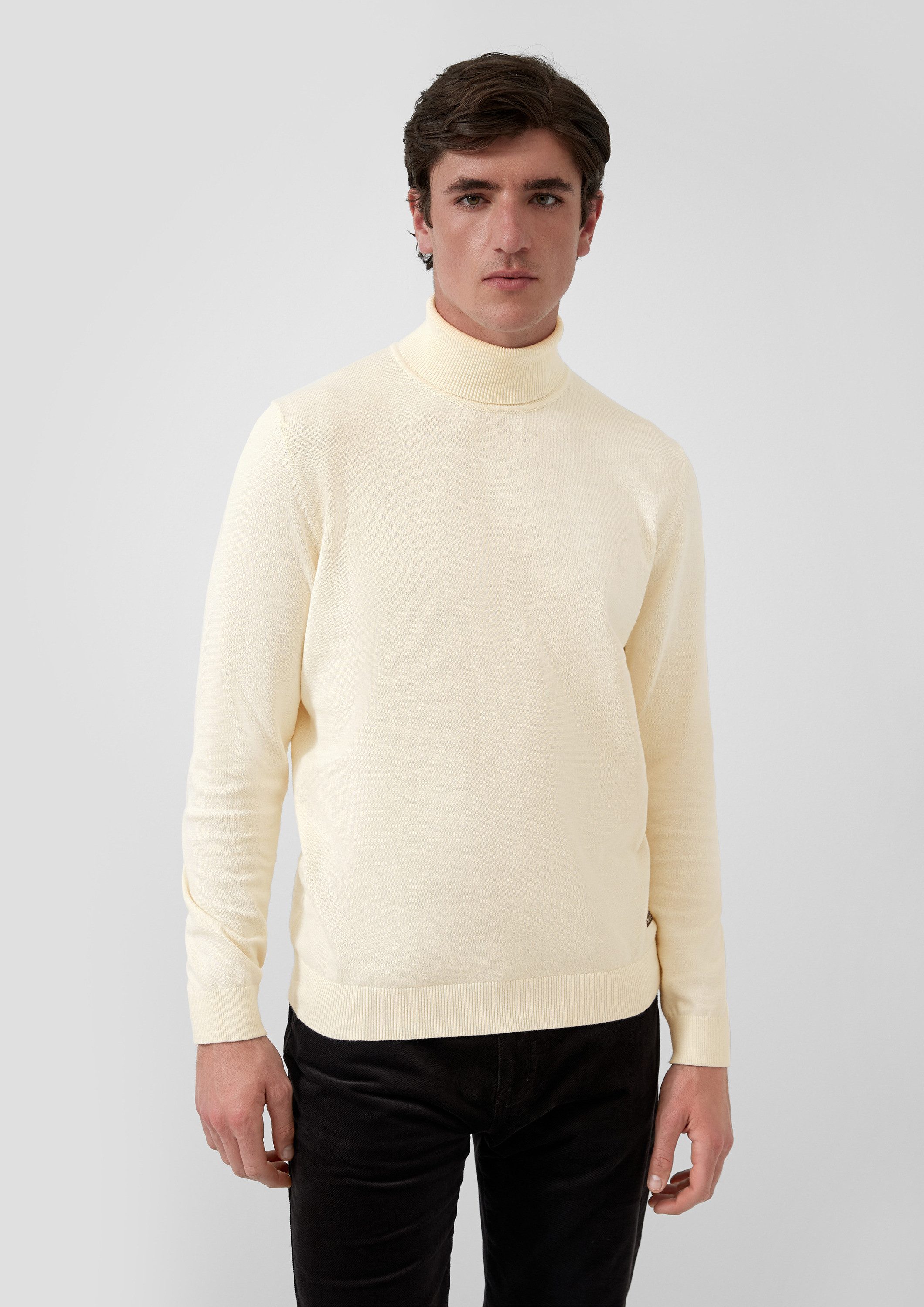 s.Oliver Longpullover Strickpullover Rollkragenpullover aus reiner Baumwolle