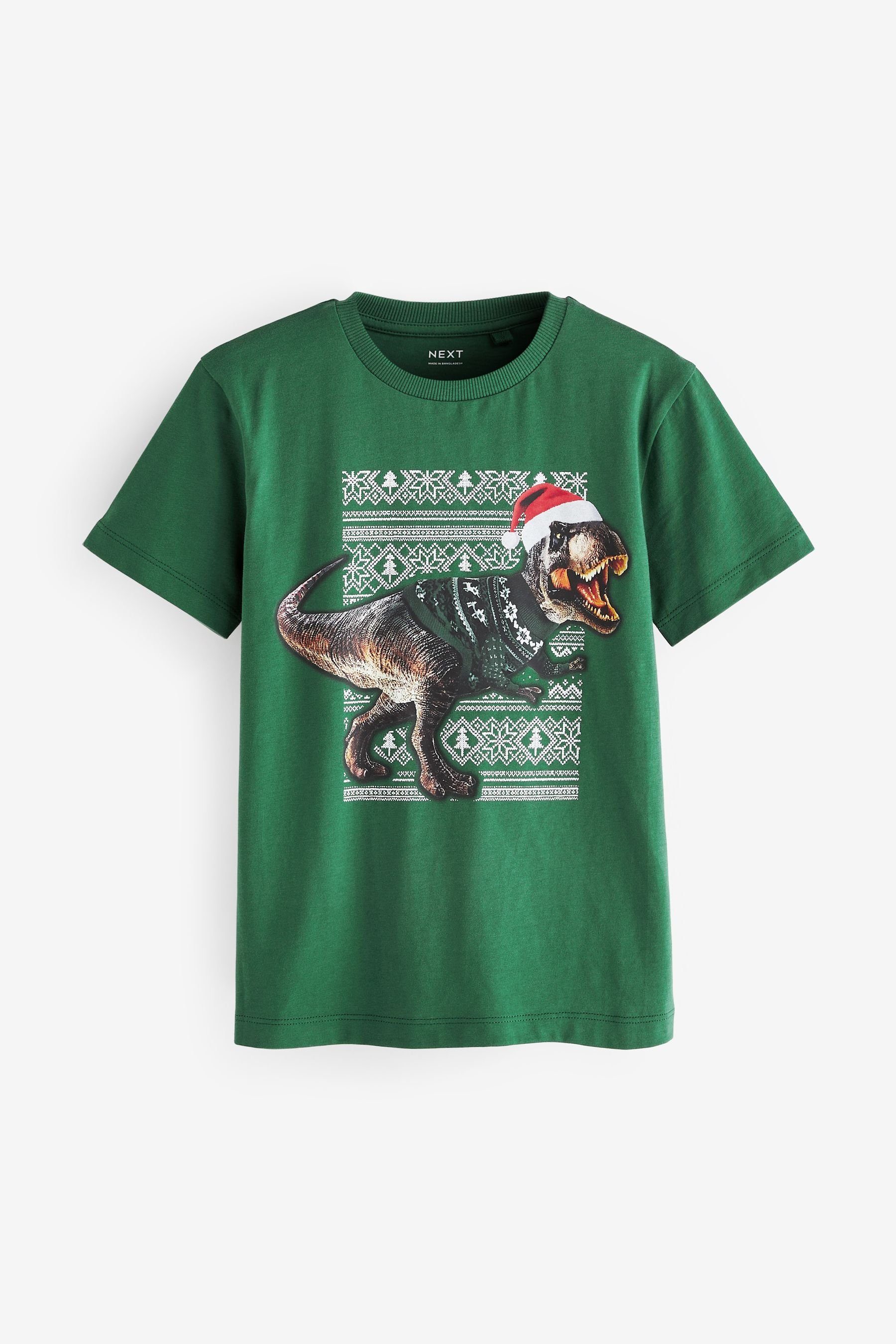 Next T-Shirt Weihnachtliches T-Shirt (1-tlg) Green Dino