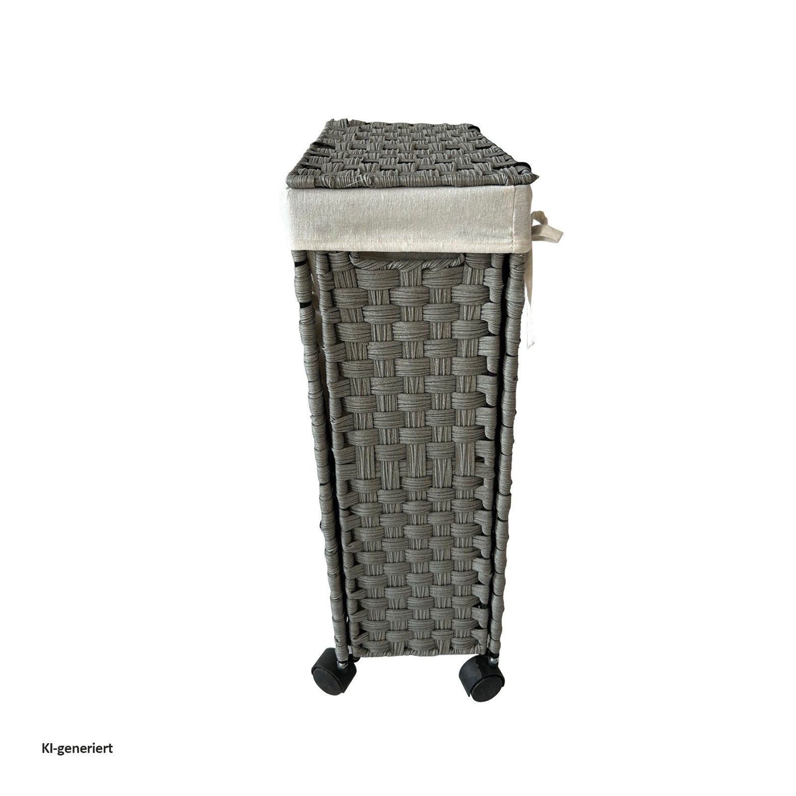 HTI-Living Wäschekorb Wäschesammler 40 Liter Briena Grau (Stück, 1 St., 1 Wäschesammler), Wäschekorb Polyrattan auf Rollen