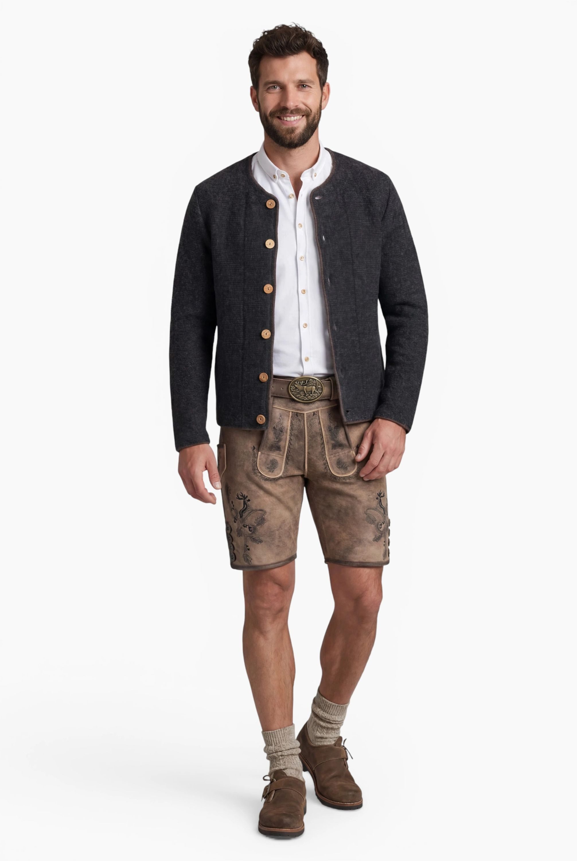 Nübler Trachtenstrickjacke Herren Trachtenstrickjacke Langarm Hannes in Anthrazit