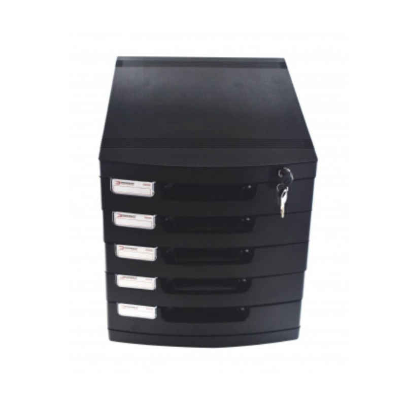 Kranholdt Schubladenbox Ablagebox Ordnungsbox Dokumentenbox, passend für A4, abschließbar, (Stück, 1-Stück), mit 5 Fächern und Beschriftungsfeldern
