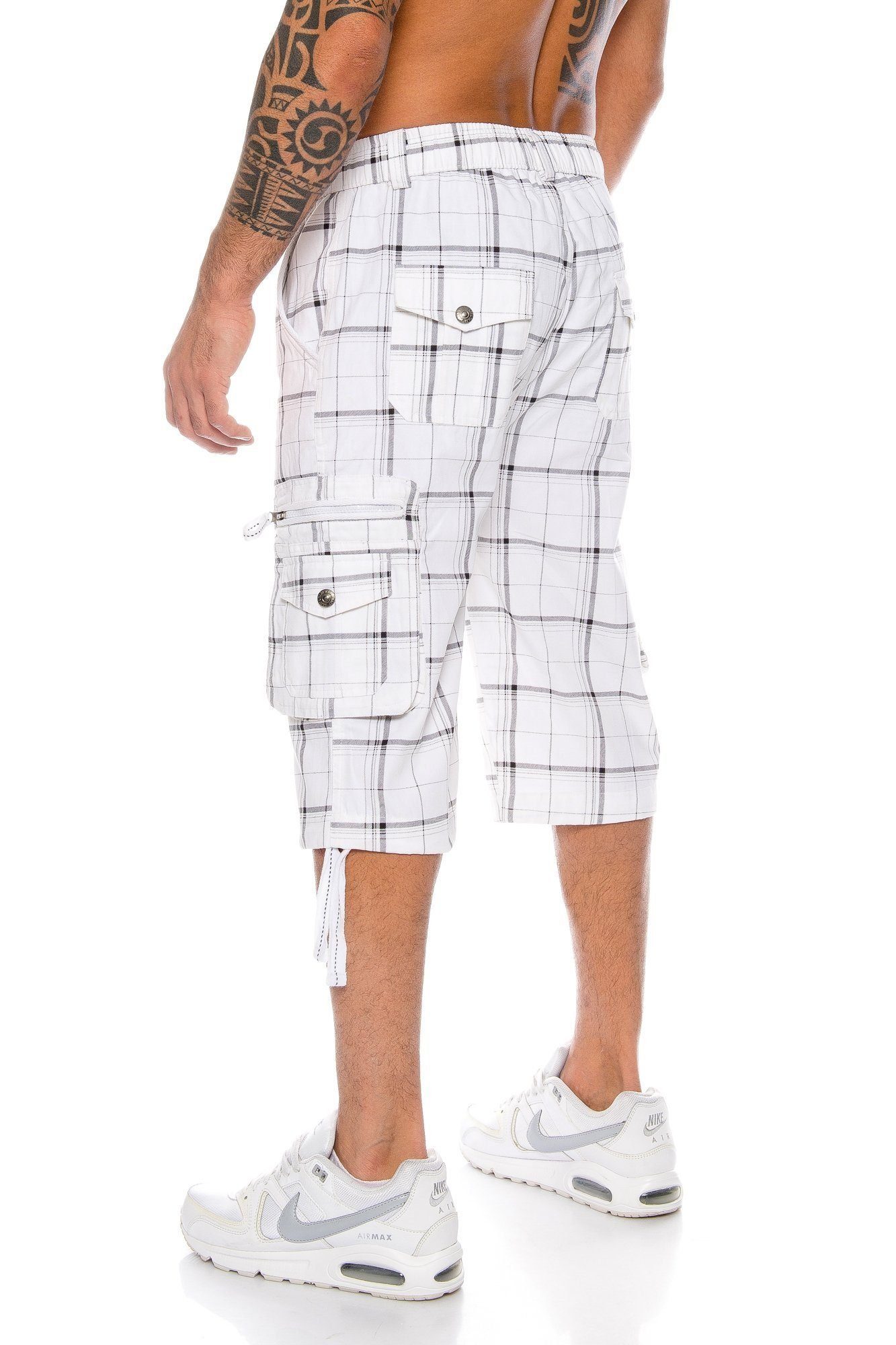 Kendindza Collection Cargoshorts 3/4 Bermuda Shorts Herren, Kurze Hose Herren, Cargobermuda Taschen Kopf und Reißverschluss Cargohose