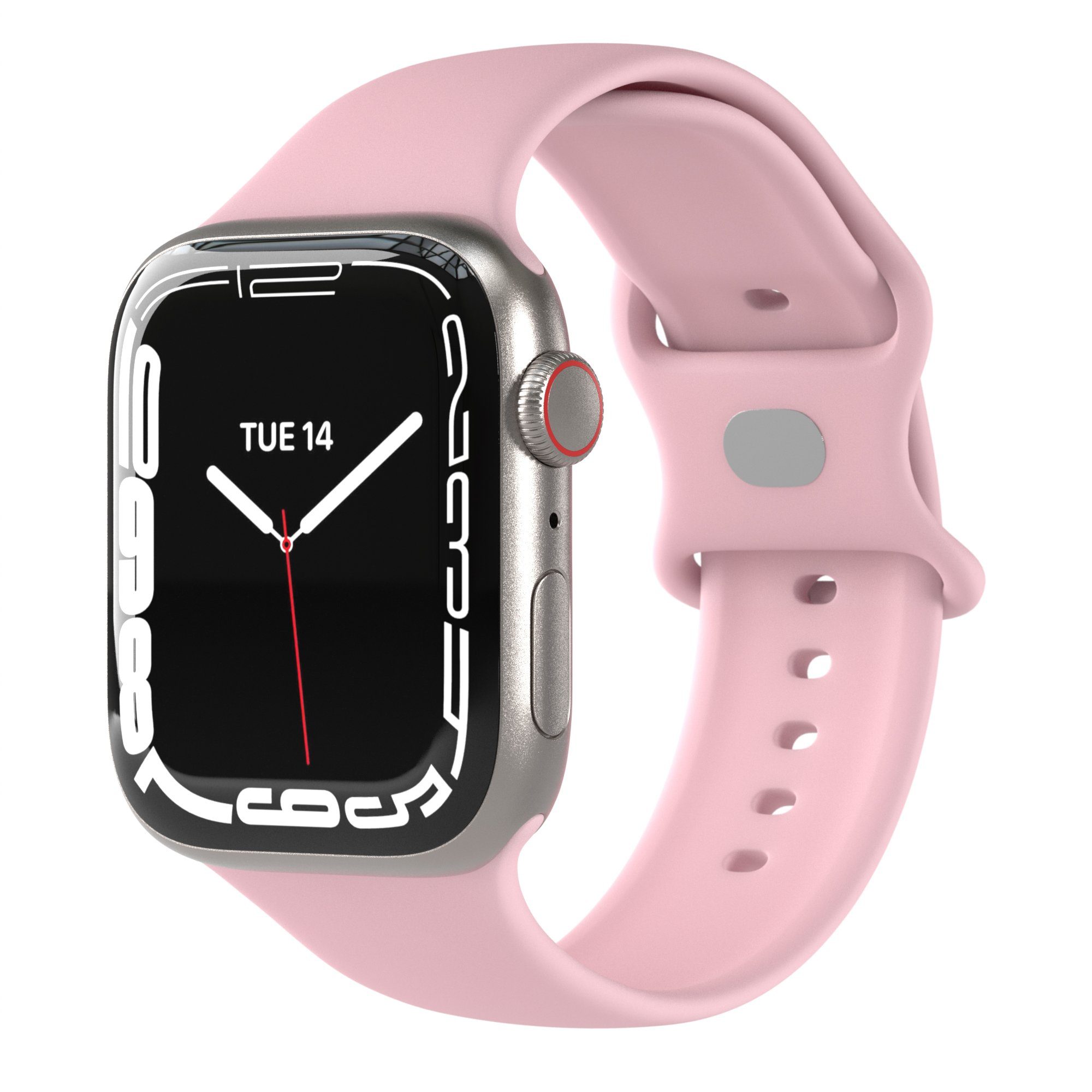 EAZY CASE Uhrenarmband Silicon Armband iWatch 9 8 7 6 5 4 3 2 1 SE Ultra, Uhrenband mit Druckverschluss Damen Herren Joggen Armband Silicon Rose