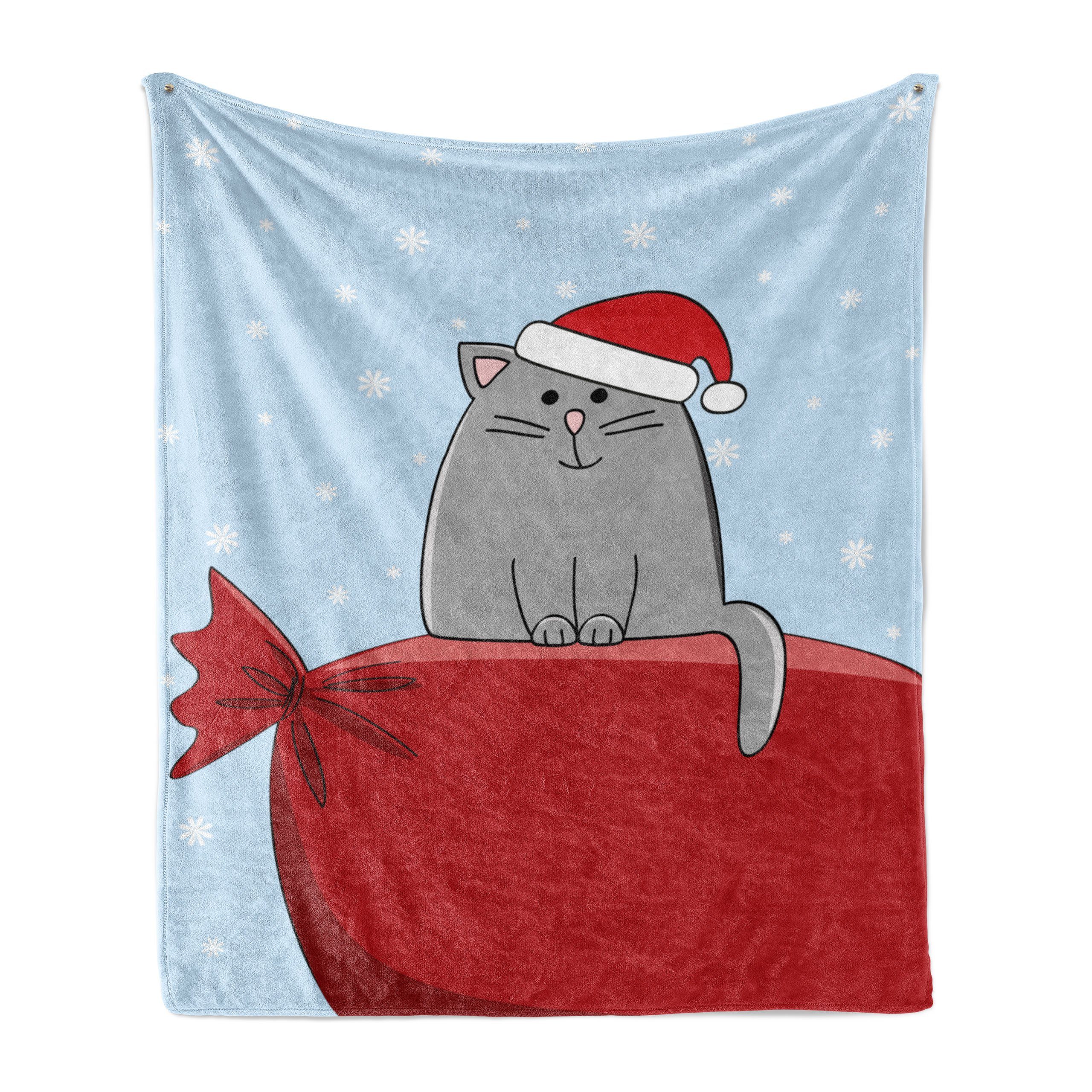Katze auf Weihnachten Voll Außenbereich, Santa für Wohndecke Innen- und Gemütlicher Sack Abakuhaus, Plüsch den