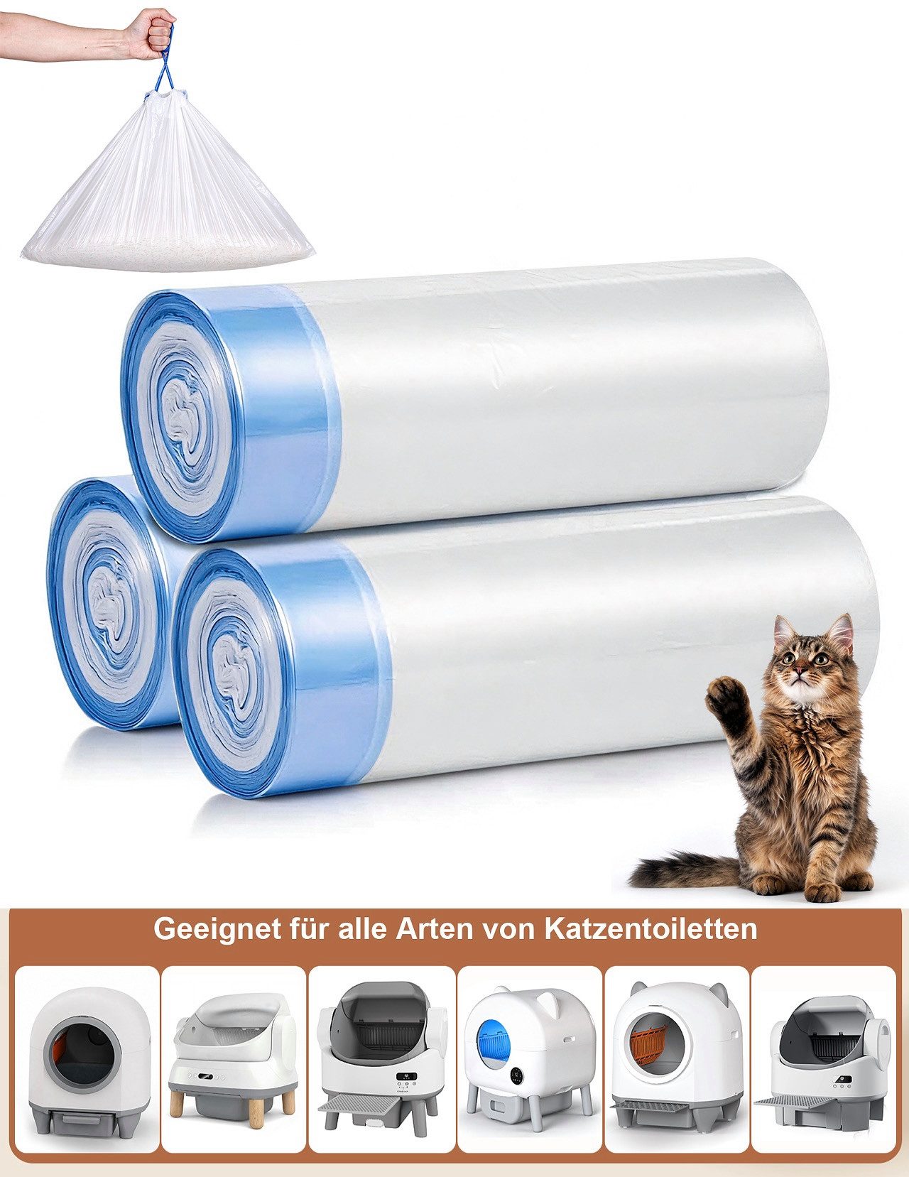 HOMALL Katzentoilette HOMALL Zubehör für katzenklo selbstreinigend – Ersatzbeutel & Duft, Kompatibel mit HOMALL: K1, K1N, K1P, K1S, K2, …