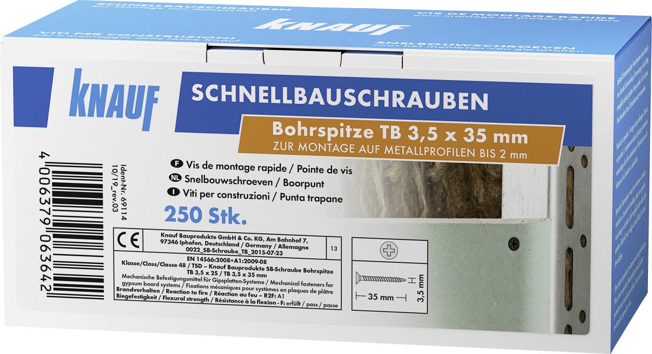 KNAUF Trockenbauschrauber Knauf Schnellbauschrauben 3,5 x 35 mm, PH 1, 250