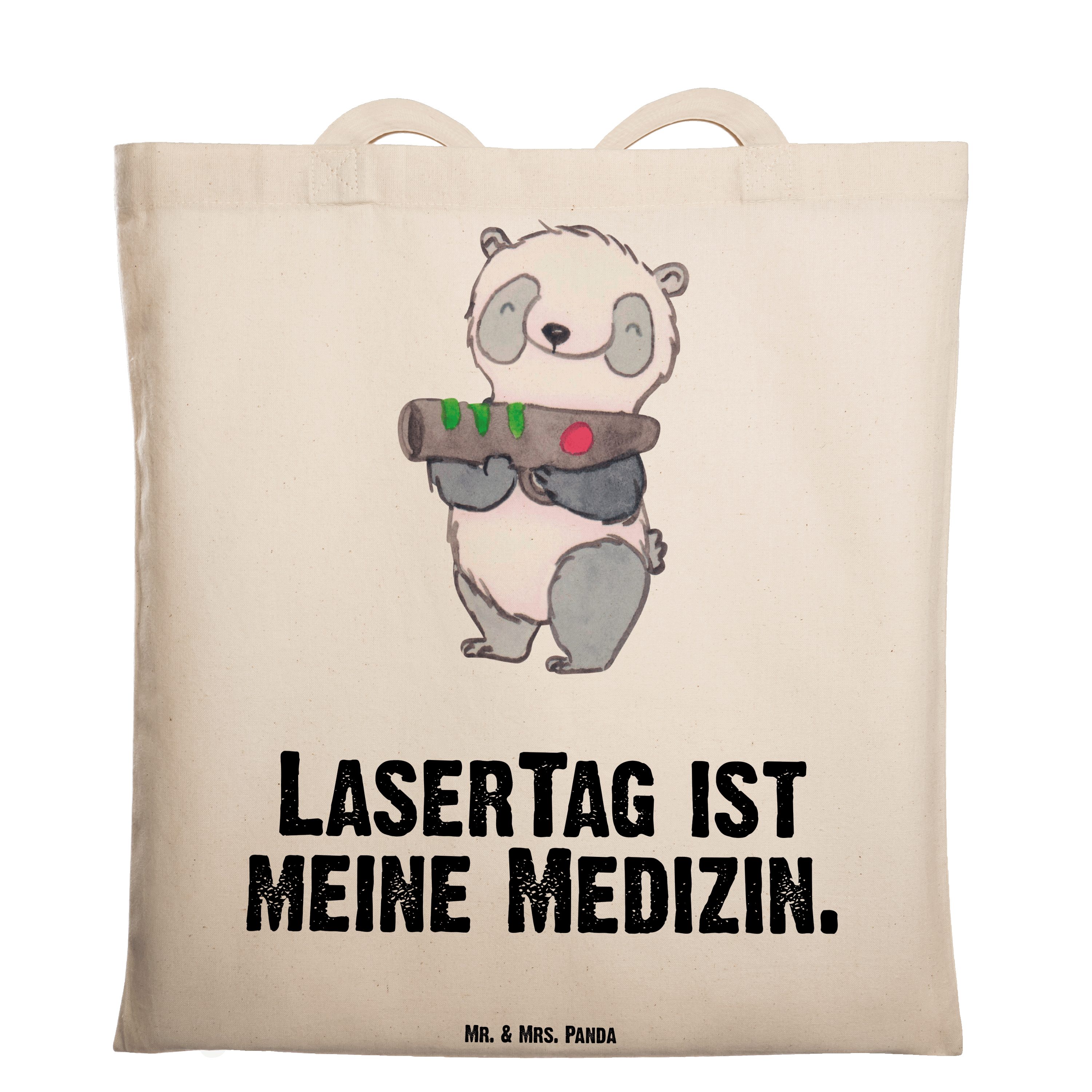 Mr. & Mrs. Panda Tragetasche Panda LaserTag Medizin - Transparent - Geschenk, Beuteltasche, Gewinn (1-tlg)