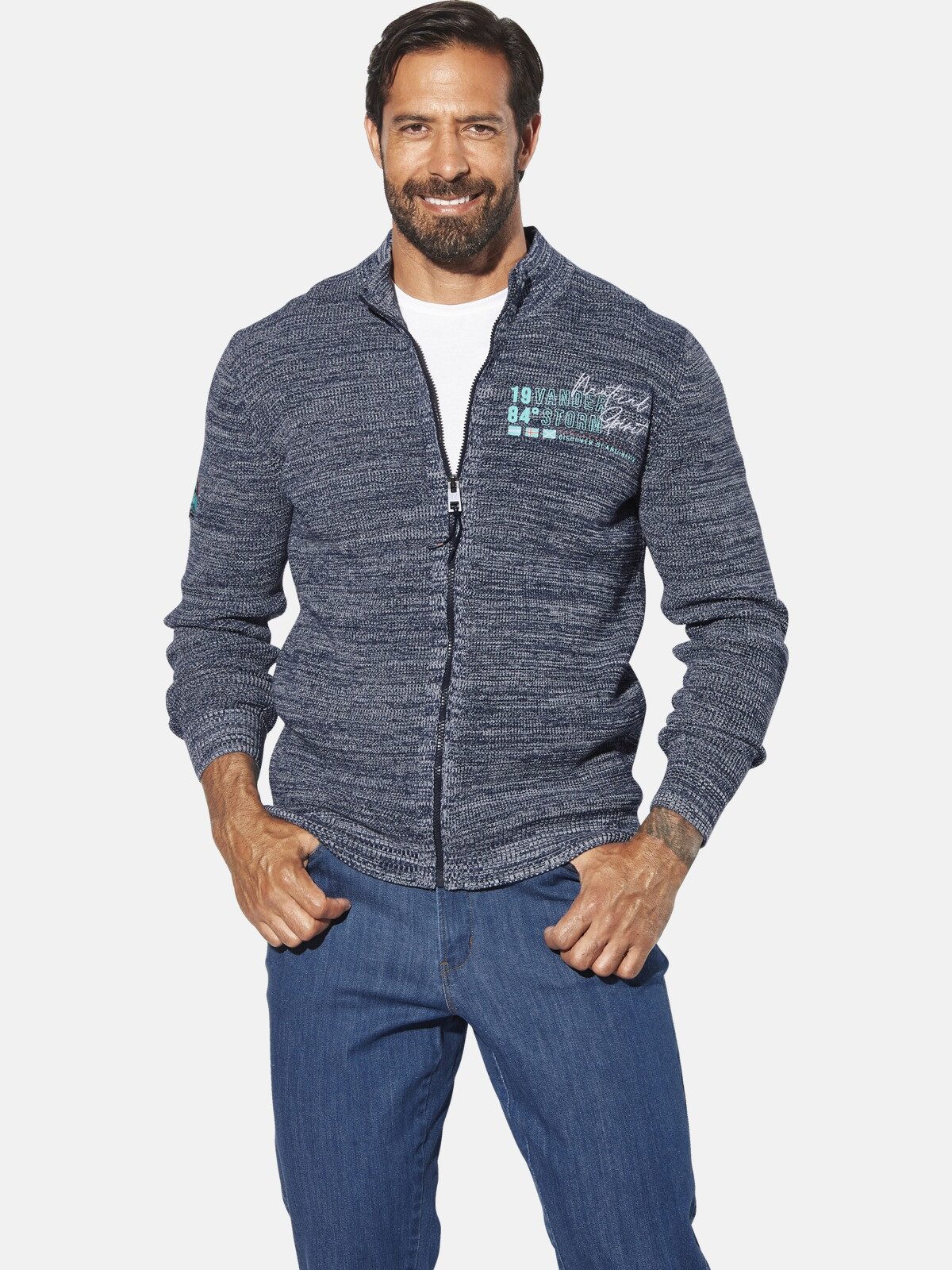 Jan Vanderstorm Cardigan AKSELLUND mit großem Brust-Print günstig online kaufen