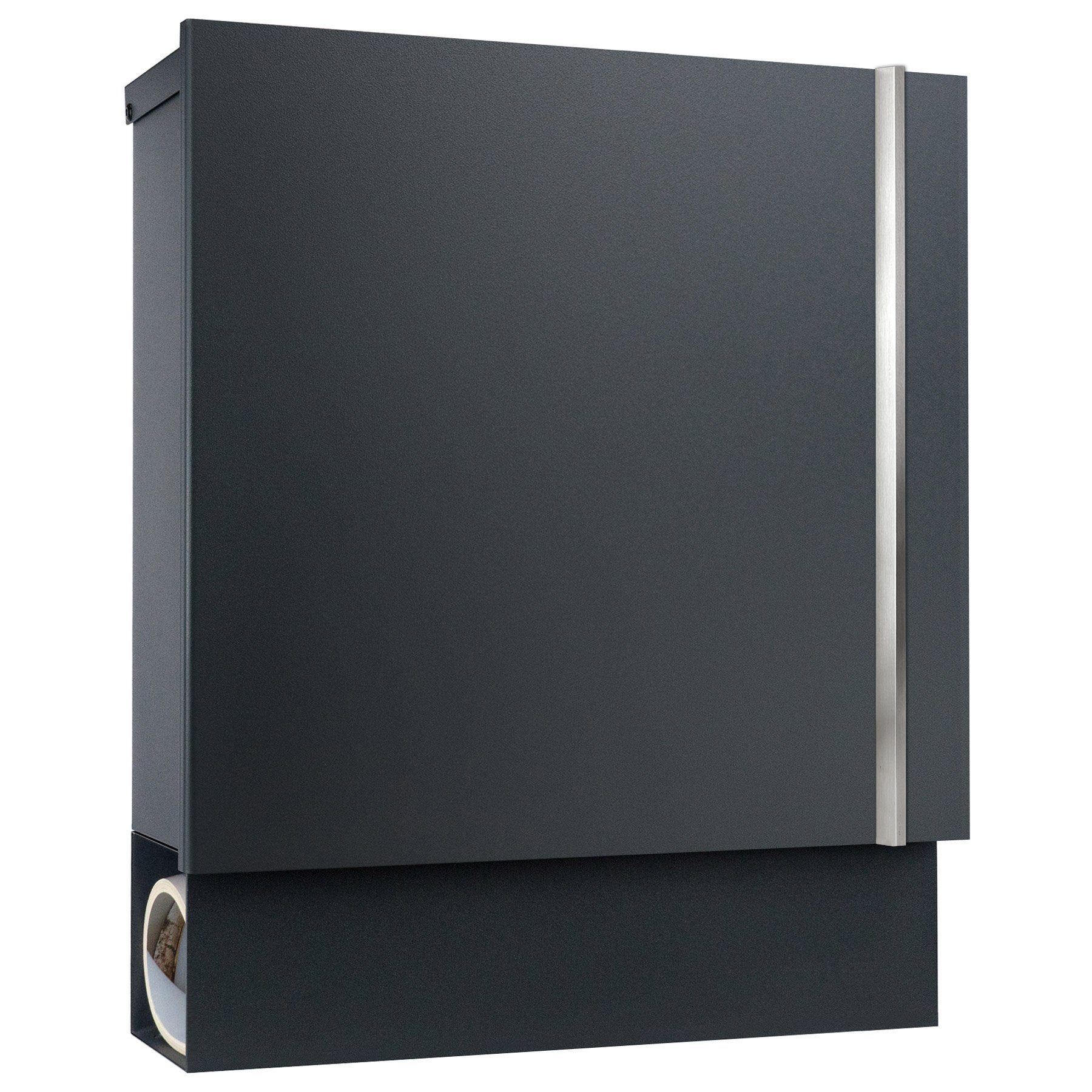 MOCAVI Briefkasten Premium-Box 610 RAL 7016 Zeitungsfach, hochwertig, Edelstahl-Griff
