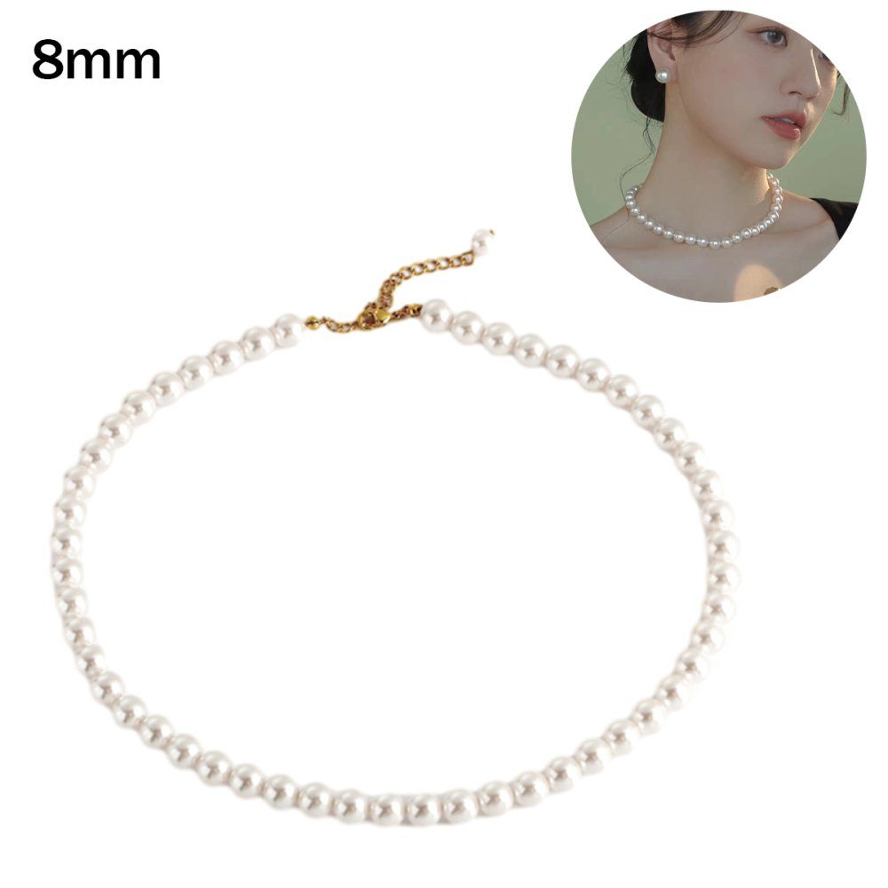 Lubgitsr Perlenkette 1 Stück Damen Perlenkette kurz rund Imitationsperle Braut Hochzeit (1-tlg) | Perlenketten
