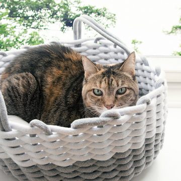 Navaris Tierkorb, Katzenkorb aus Stoff mit Kissen - weiches Katzenbett/Hundebett