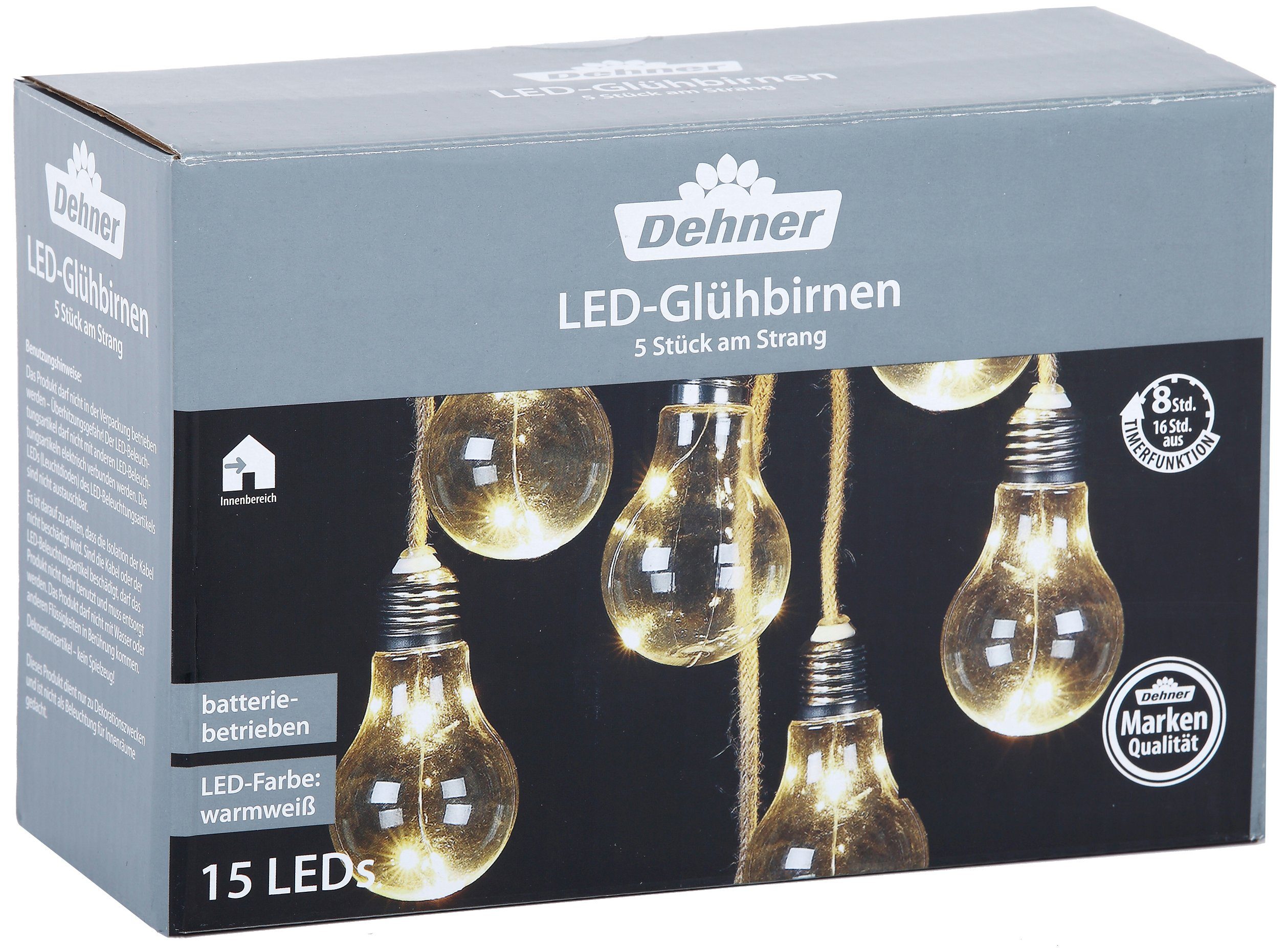 Dehner Lichterkette Retrolichterkette mit LED-Beleuchtung, Länge 70 cm
