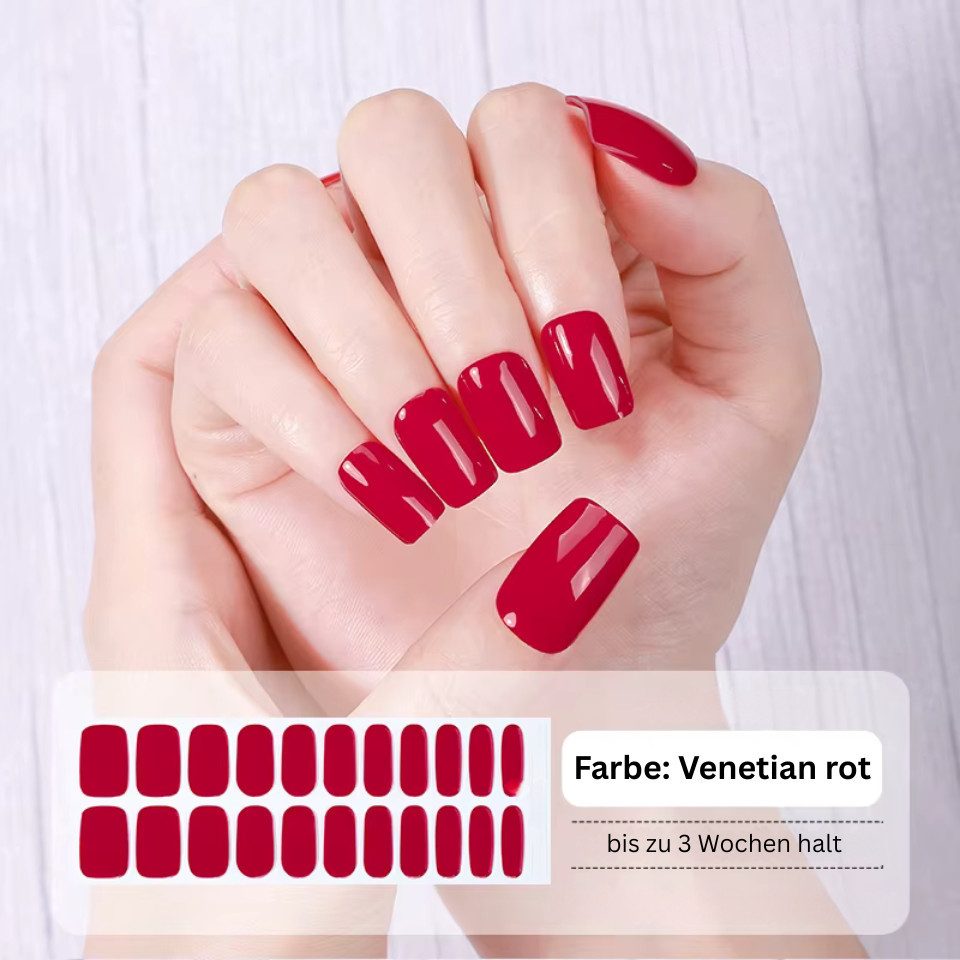 Rötting Design Kunstfingernägel zum Aufkleben 22 Stk Gel Nails Kunstnägel Nagelsticker Saloon-Qualität, Set 22-tlg., Gelnägel Set inkl. Manikürstäbchen & Nagelpfeile, Gel Nails zum Aufkleben - ohne UV - Nail Art - passgenau