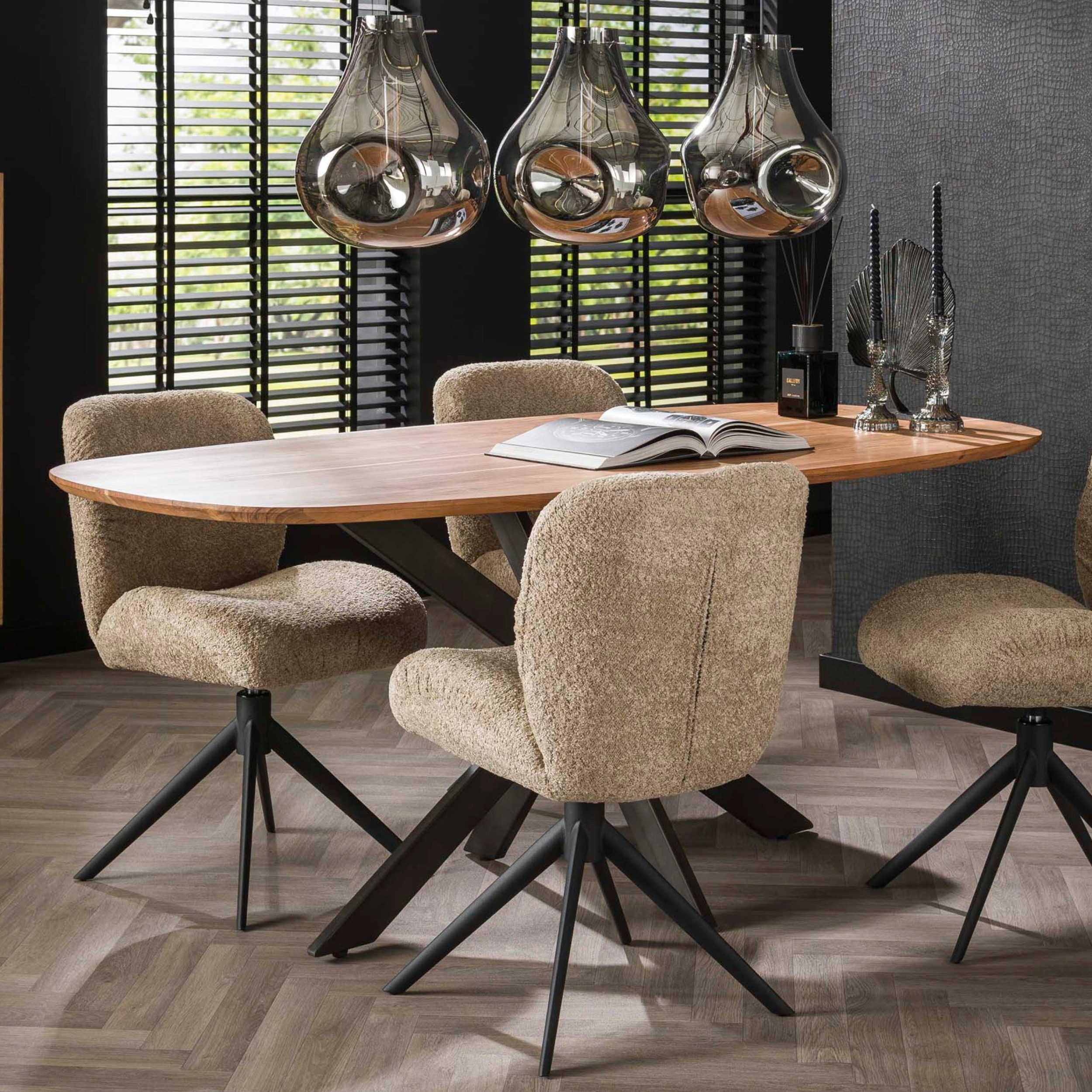 alesvelt Esstisch ALVAR FLOW Dänisch-Ovaler Massivholztisch aus Akazie 180 cm (1-Tisch), 180x95x77cm Akazienholz 6 Personen