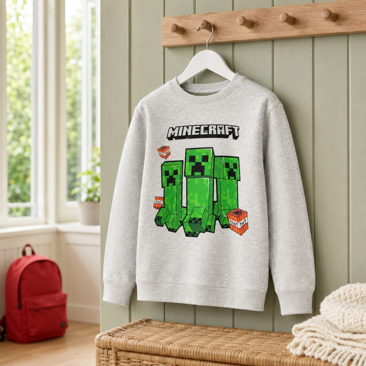 Minecraft Rundhalspullover Gamer Minecraft Creeper TNT Kinder Jungen Pulli Pullover Gr. 128 bis 152 – Bild 5 von 5