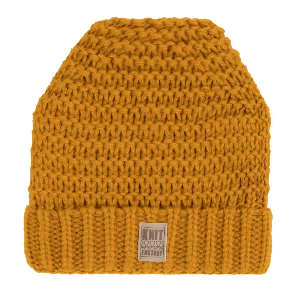 Gelb Strickmütze Factory Mützen (1-St) Knit Hut Kopfbedeckung Mütze Glatt Size Alex Strickmütze Wollmütze One