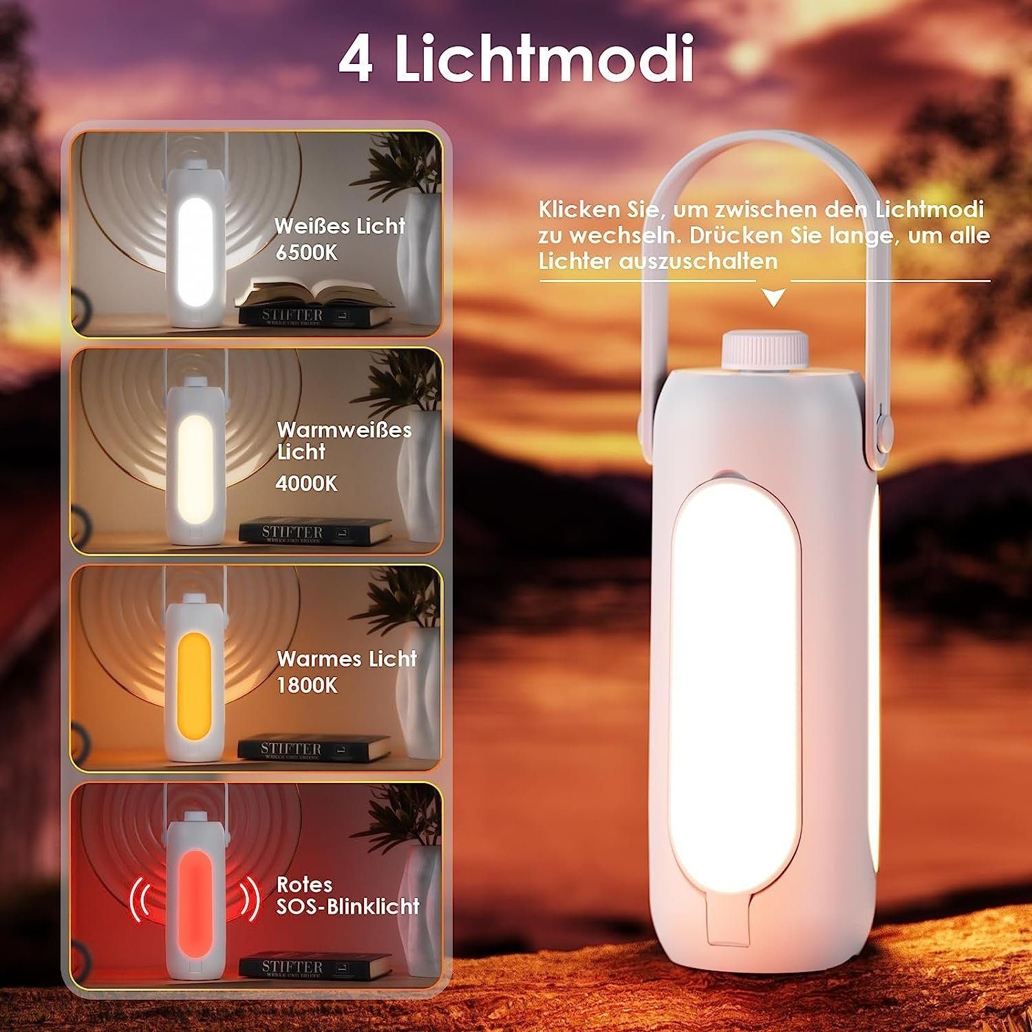 Lampen Campinglampe,10000mAh,Wiederaufladbar LED 720lm DOPWii Erweiterbare Laterne