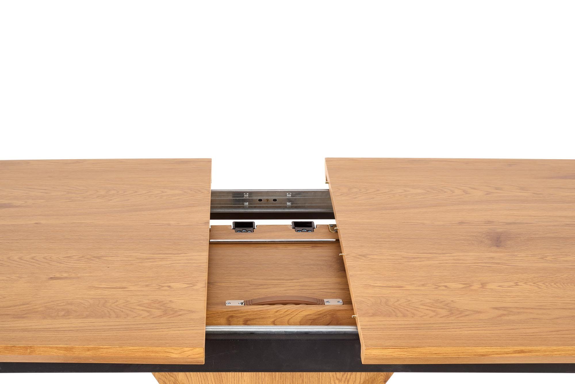 designimpex Esstisch Design Tisch Gold - Schwarz matt 160 Eiche HA-555 bis 200 ausziehbar
