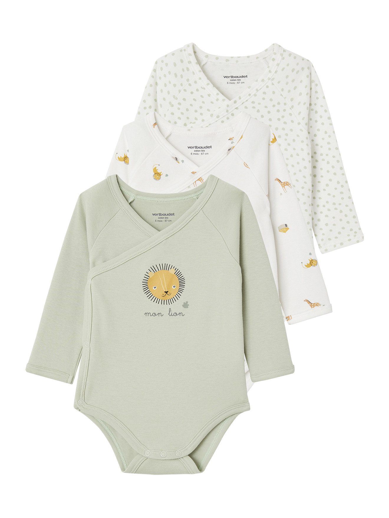 Langarmwickelbody 3er-Pack Baby Wickelbodys