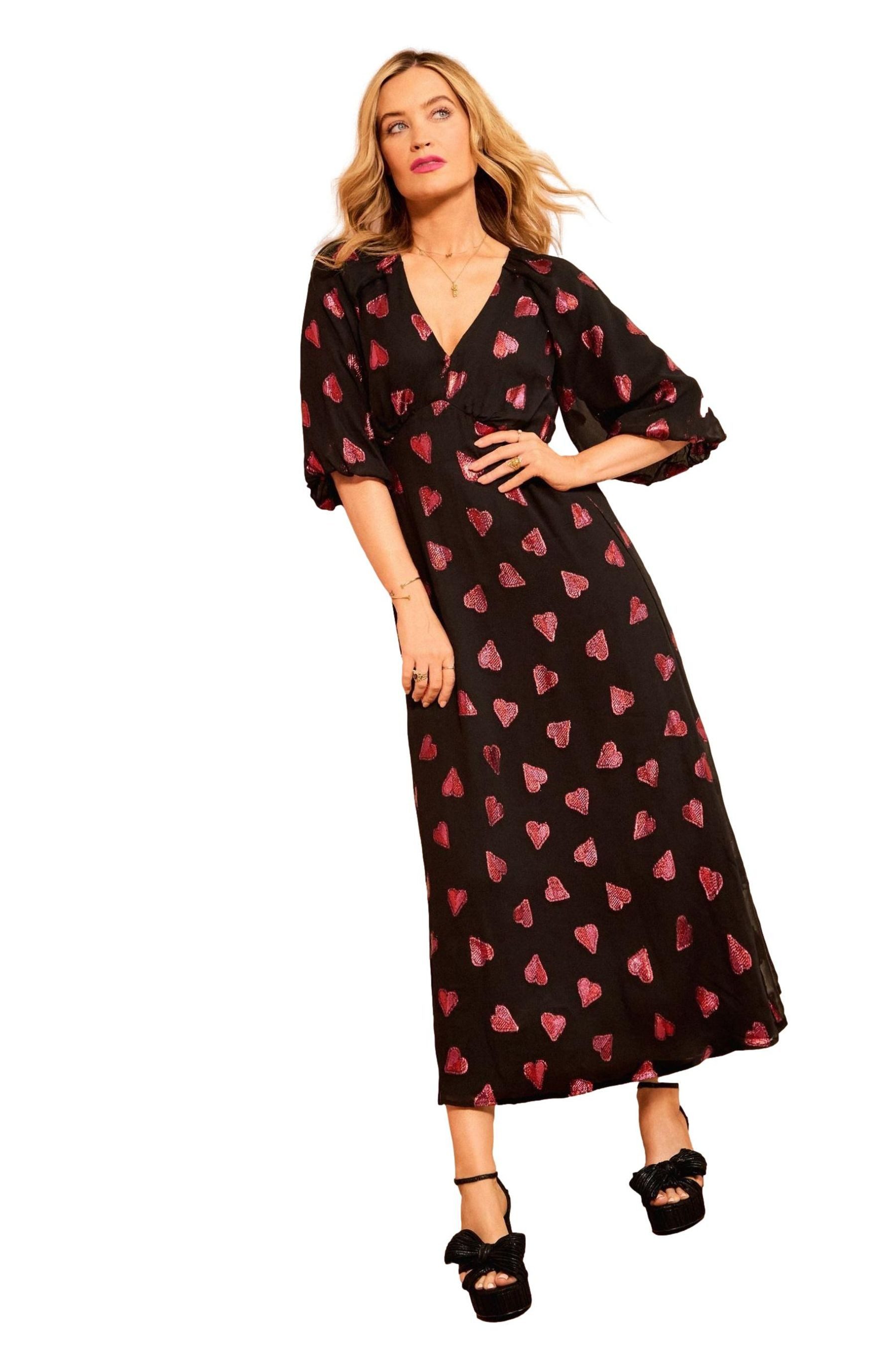 Love & Roses Midikleid Love & Roses Midikleid mit Puffärmeln, Regular (1-tlg)