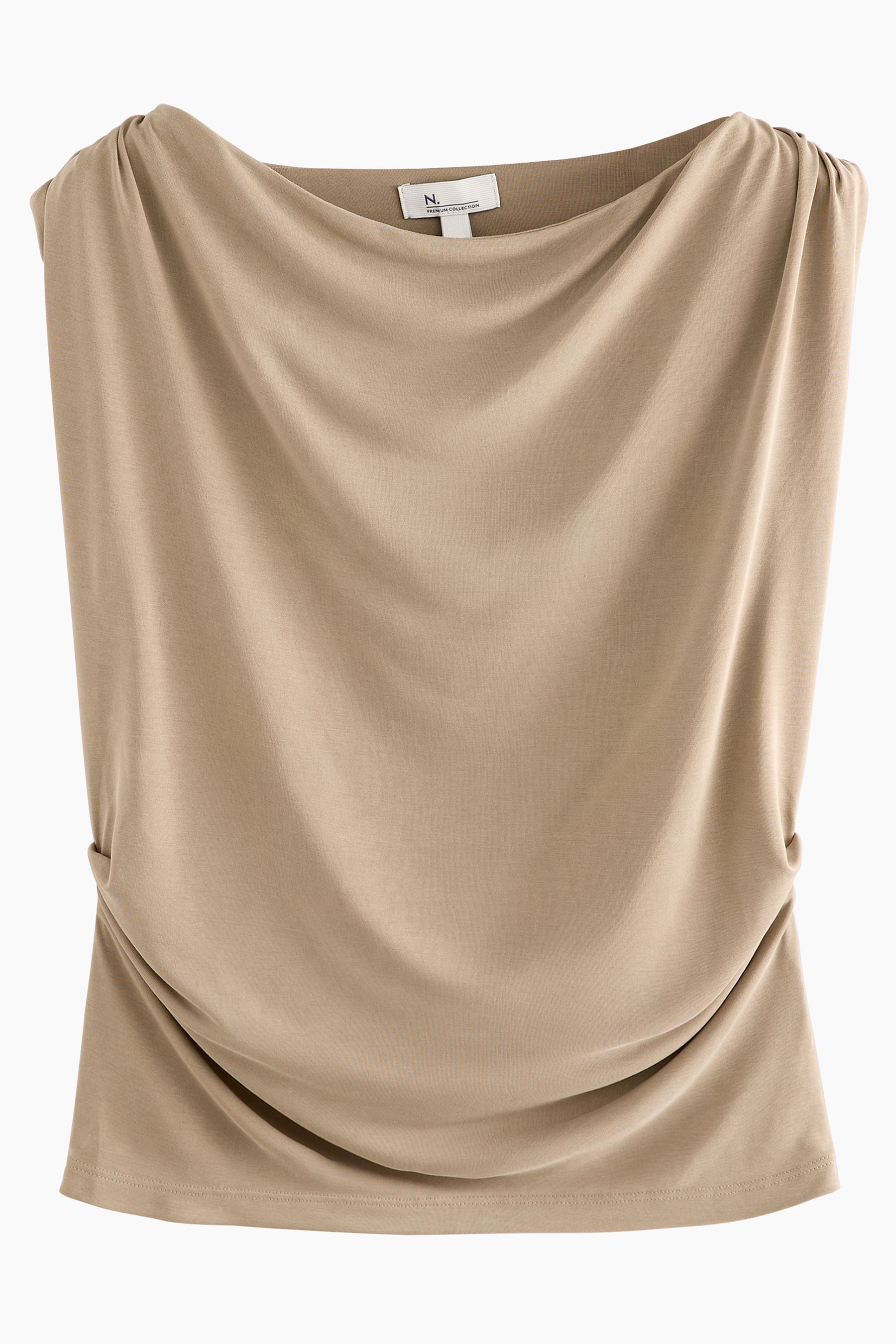 Next Blusentop Ärmelloses Oberteil aus Modal mit Drapierung (1-tlg) günstig online kaufen