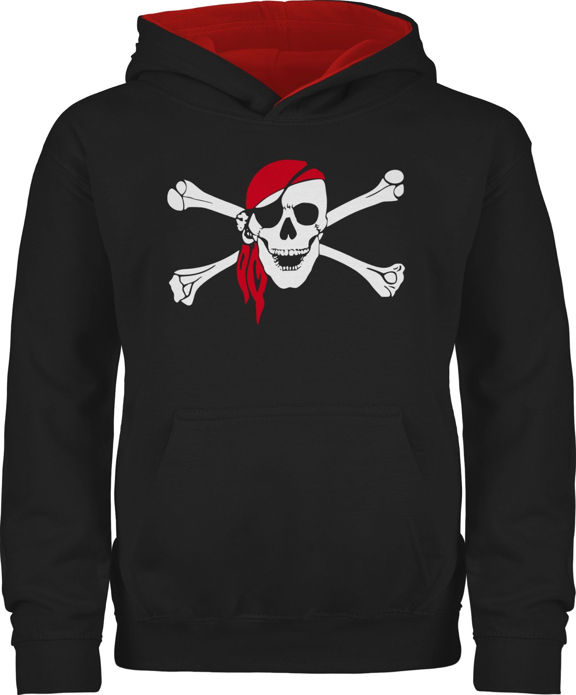 Shirtracer Hoodie Totenkopf Pirat Kopftuch Kindermotive 1 Schwarz/Rot