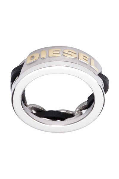 Diesel Fingerring DX0386040508, aus Edelstahl, Silber/Gold, Größe: 56 (17,8mm)