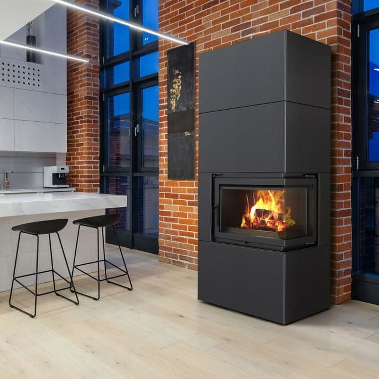 Kratki Kaminofen KAMINEINSATZ SIMPLE BOX 8 KW Ø 200 RECHTS SCHWARZ, TÜRFEDE günstig online kaufen
