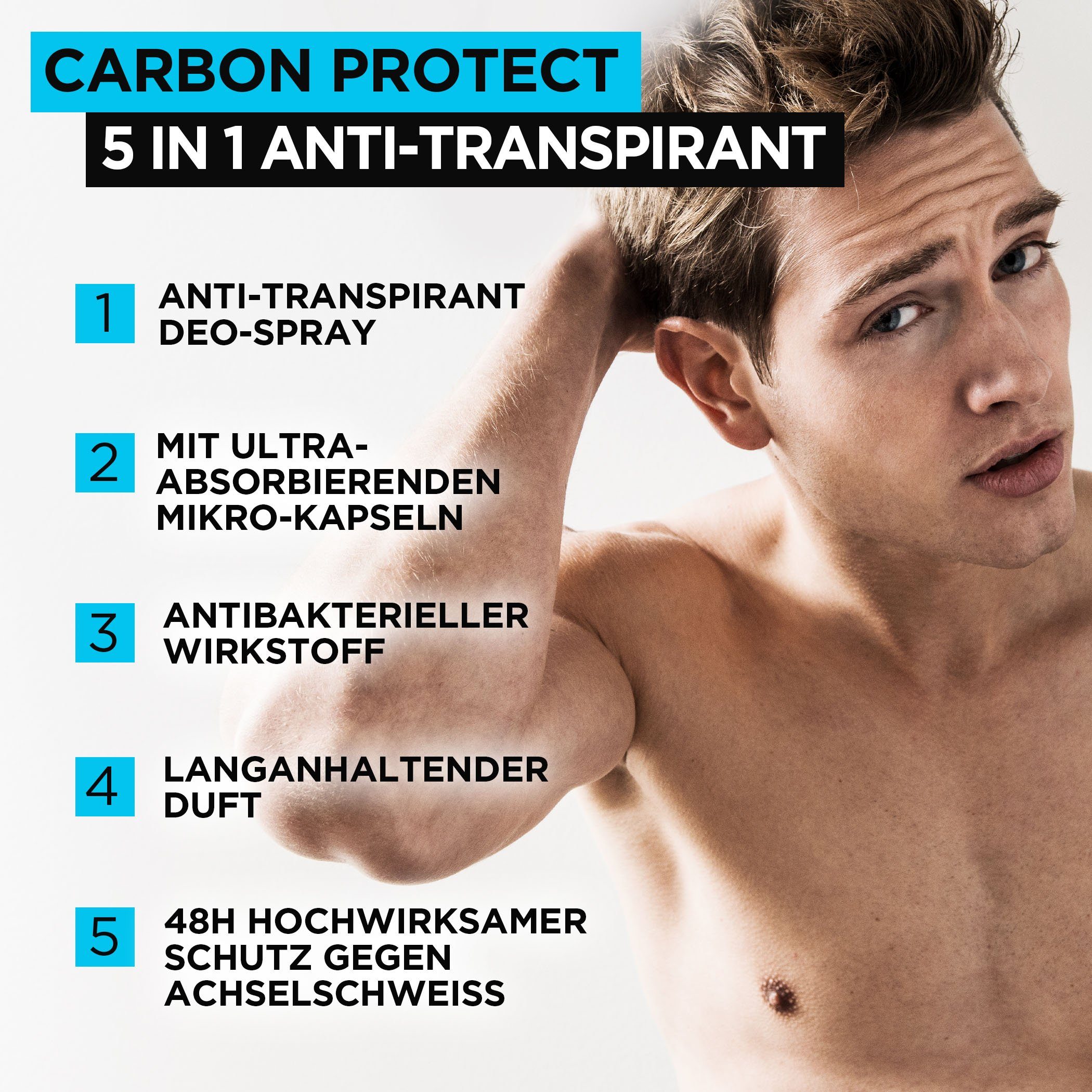 6-tlg. Packung, Protect 5-in-1, Deo-Spray L'ORÉAL Spray Carbon Deo EXPERT PARIS MEN