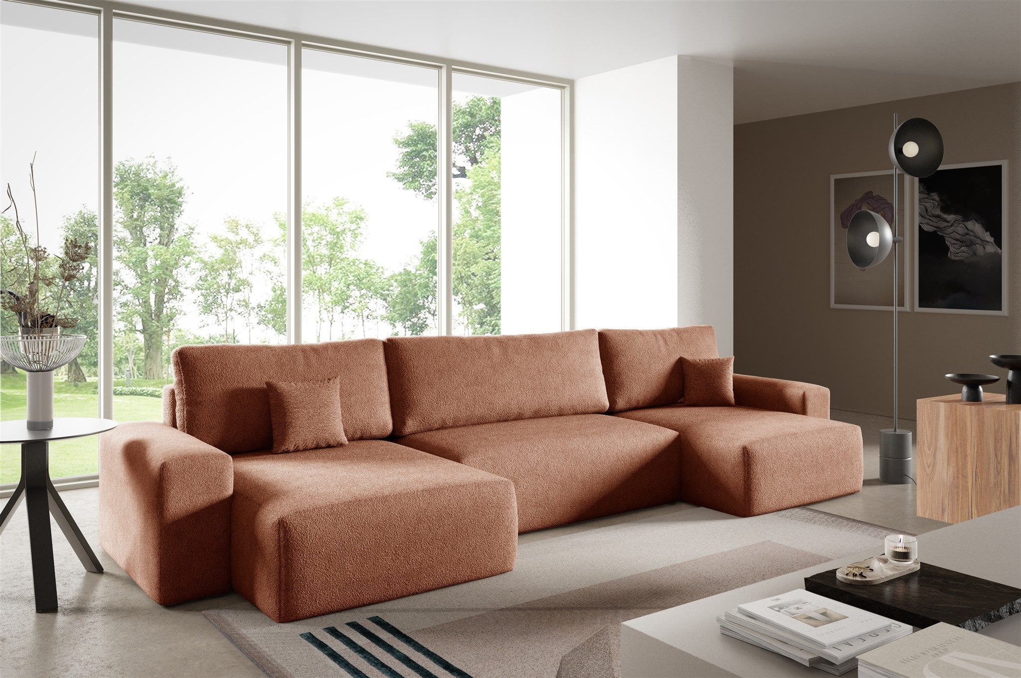 Fun Möbel Wohnlandschaft Sofa ARONA mit Schlaffunktion in Stoff Centaur, inkl. 2 Zierkissen, inkl. Bettkasten