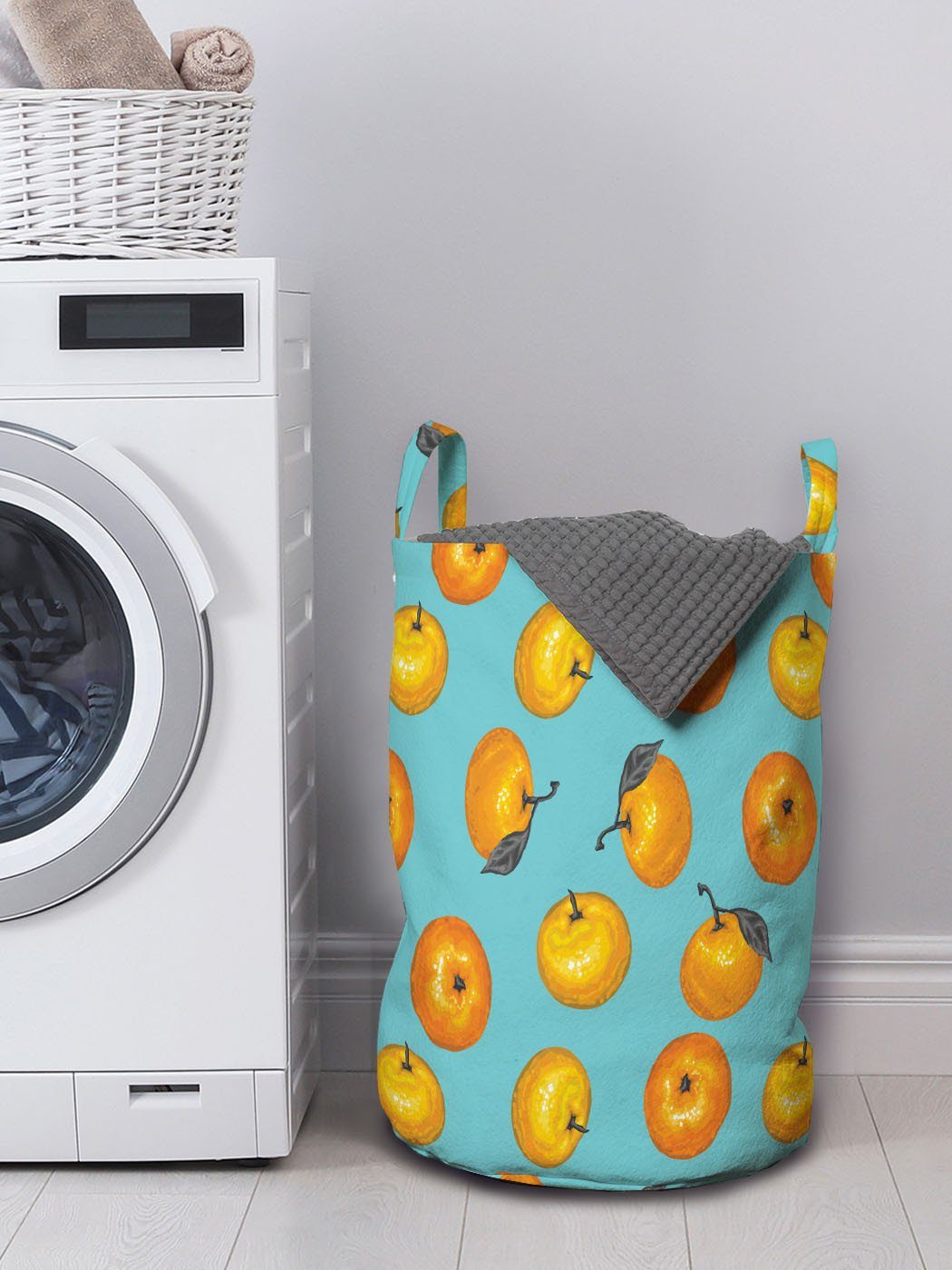 Abakuhaus Wäschesäckchen Wäschekorb mit Mandarine Kordelzugverschluss Waschsalons, Griffen Mandarins gezeichnet für